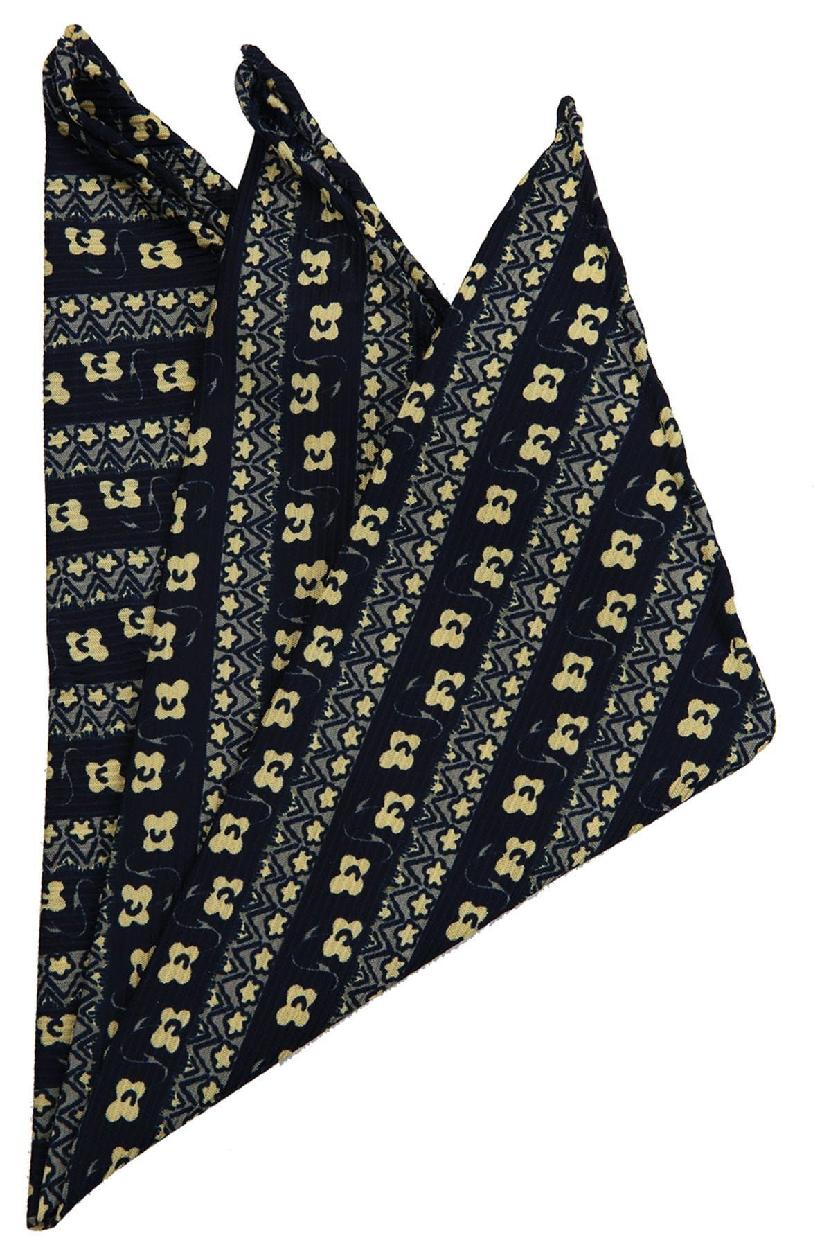  دستمال گردن ابریشمی طرح‌دار مردانه سرمه‌ای SPS323 KRVT8690002221699