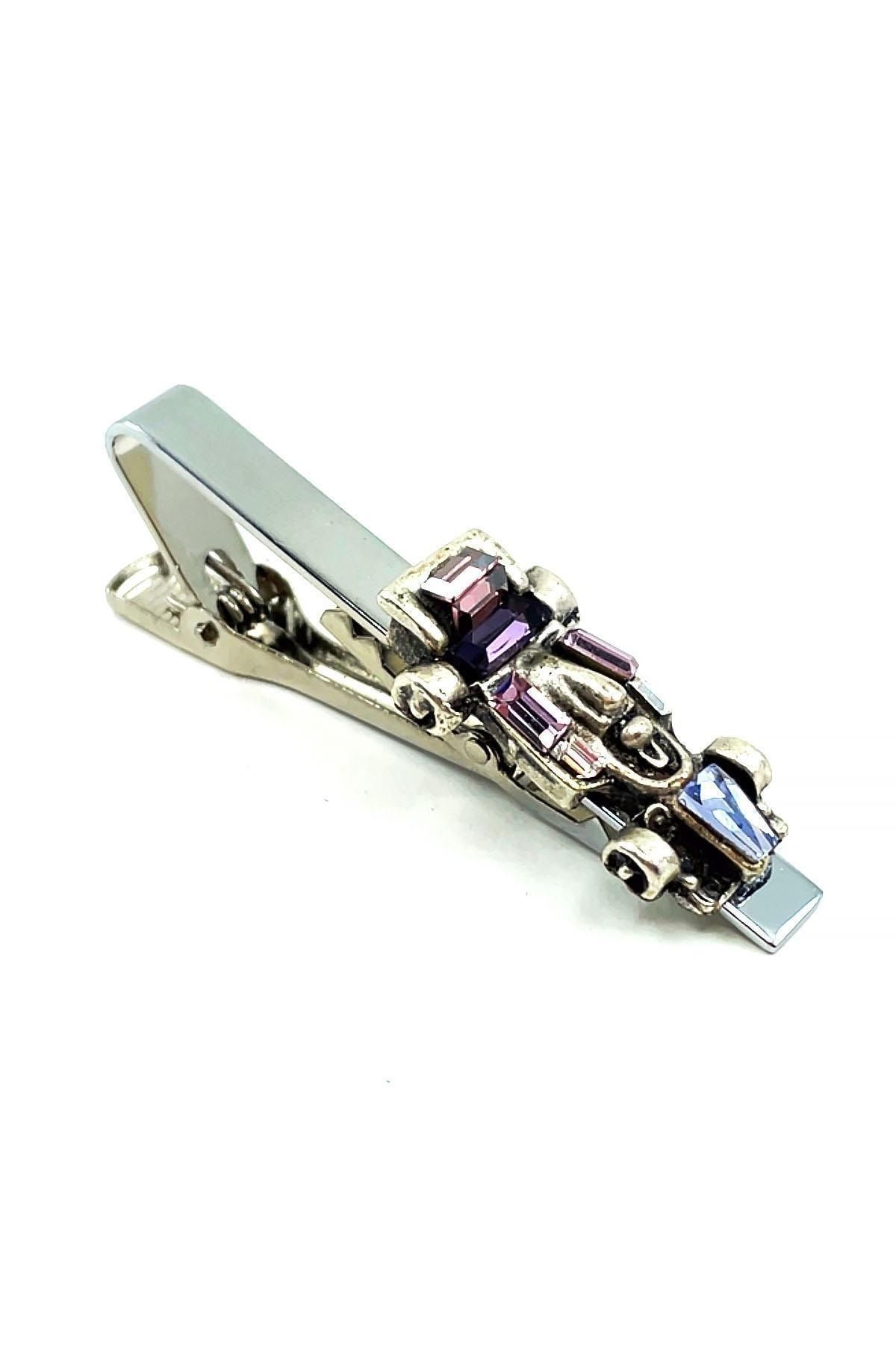  سنجاق کراوات طرح ماشین مسابقه‌ای طرح یاس بنفش Kıy701