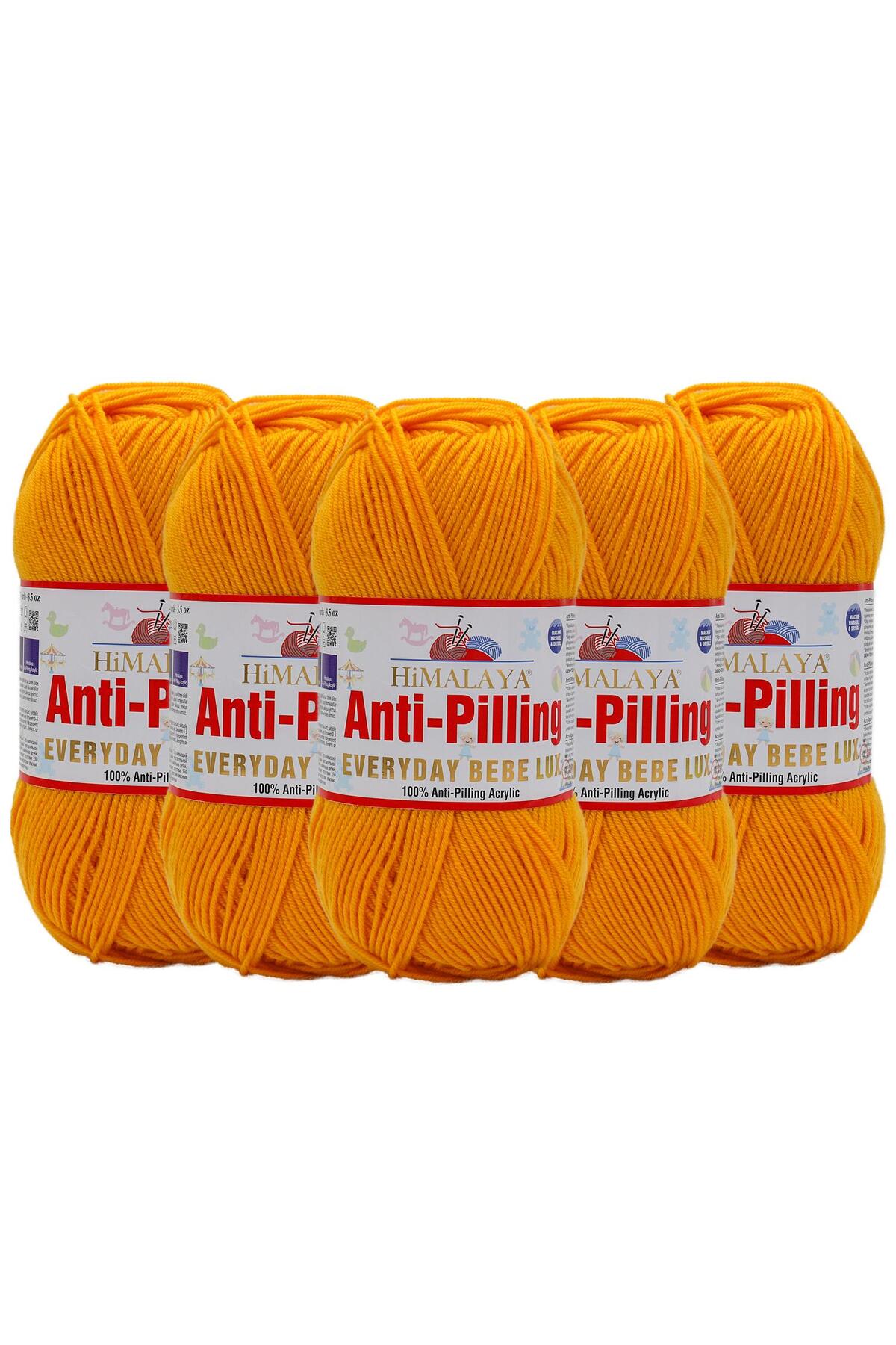 5 Pcs Himalayan Everyday Bebe Lux Anti Pilling Hand Knitting Yarn - 70458 Yellow