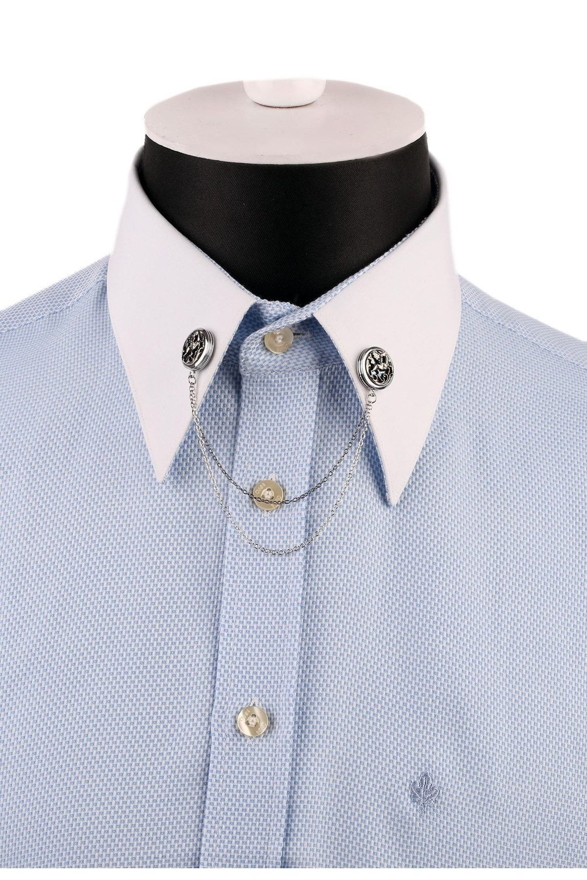  سنجاق یقه پیراهن زنجیری سنگی نقره‌ای رنگ GI156