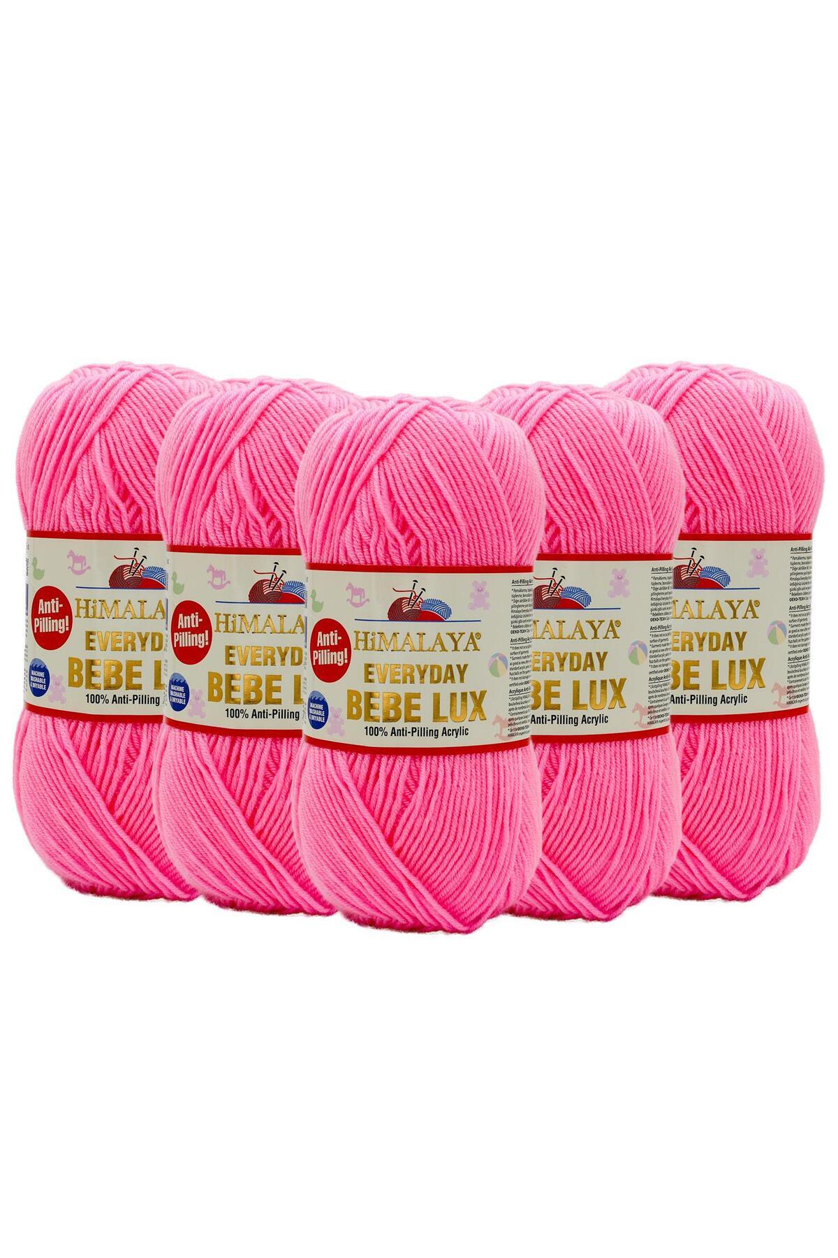 5 Pcs Himalayan Everyday Bebe Lux Anti Pilling Hand Knitting Yarn - 70444 Neon Pink
