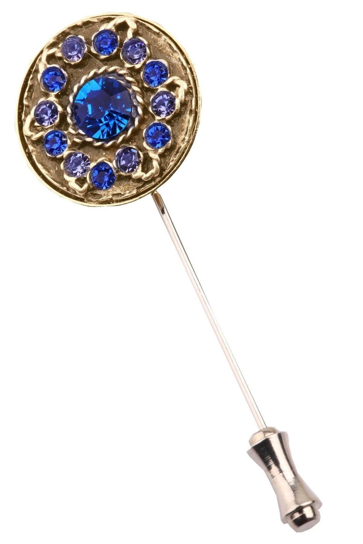  سنجاق یقه سنگی گلدار - یاسی آنتیک نقره‌ای رنگ YI149