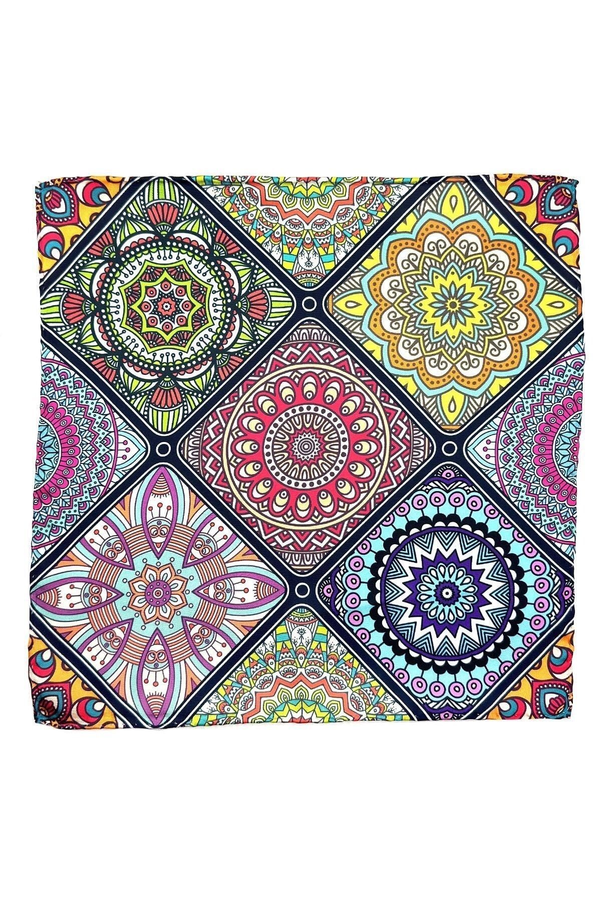 La Pescara Çok Renkli Motif Desen Erkek Cep Mendili Sps548-17