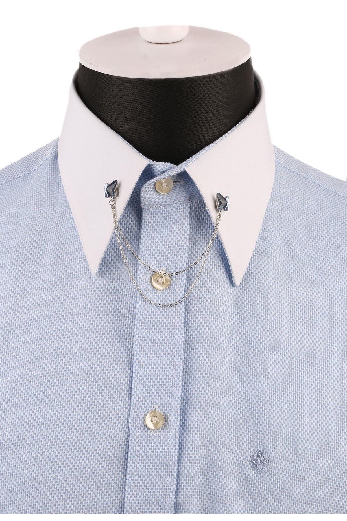  سنجاق یقه پیراهن زنجیری آبی سنگ GI148