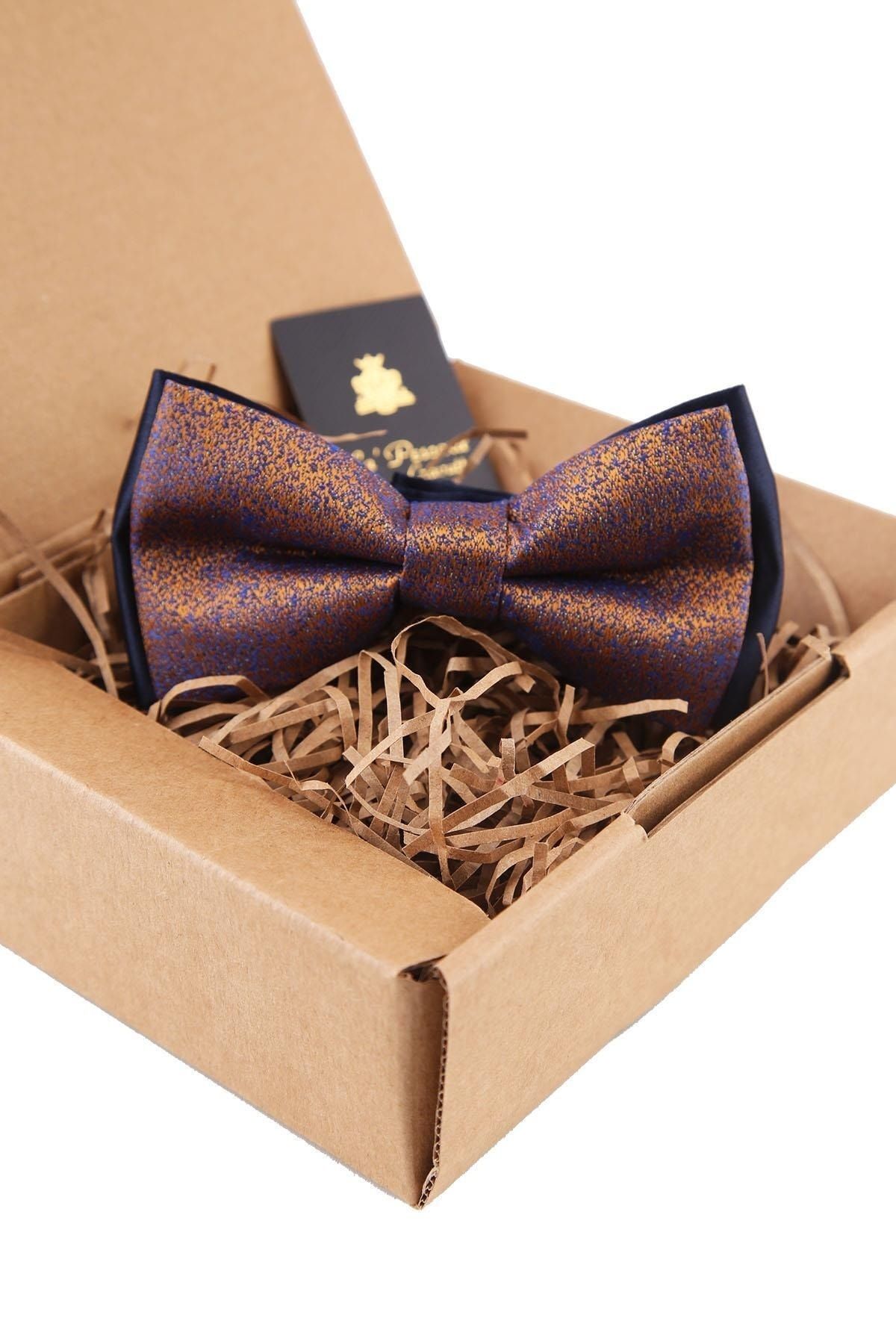  پاپیون مردانه طرح شن زعفرانی P1499