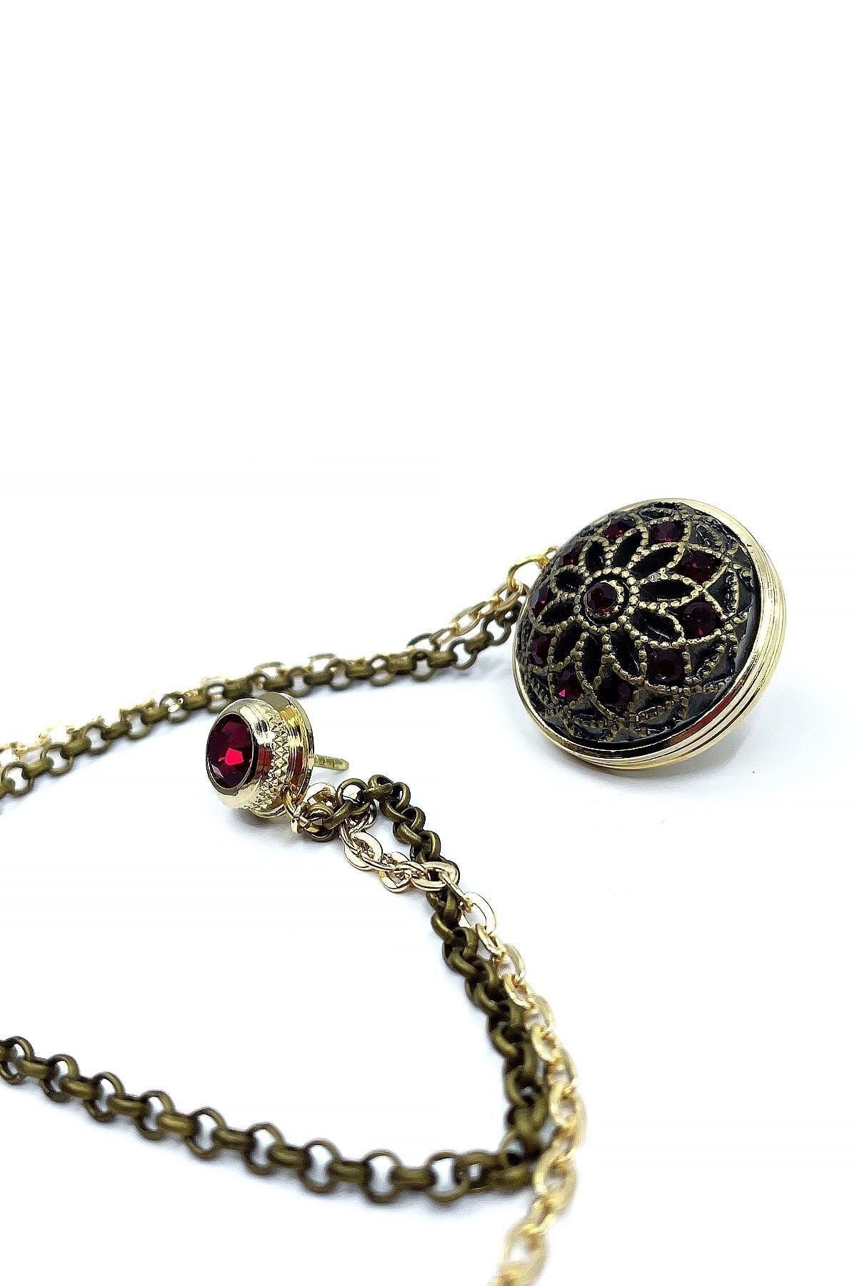  سنجاق یقه کتی طرح سنگ قرمز طلایی Yı354