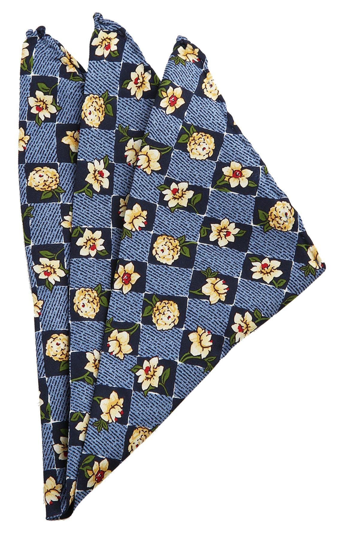  دستمال ابریشمی طرح‌دار آبی مردانه SPS173 KRVT8690002221549