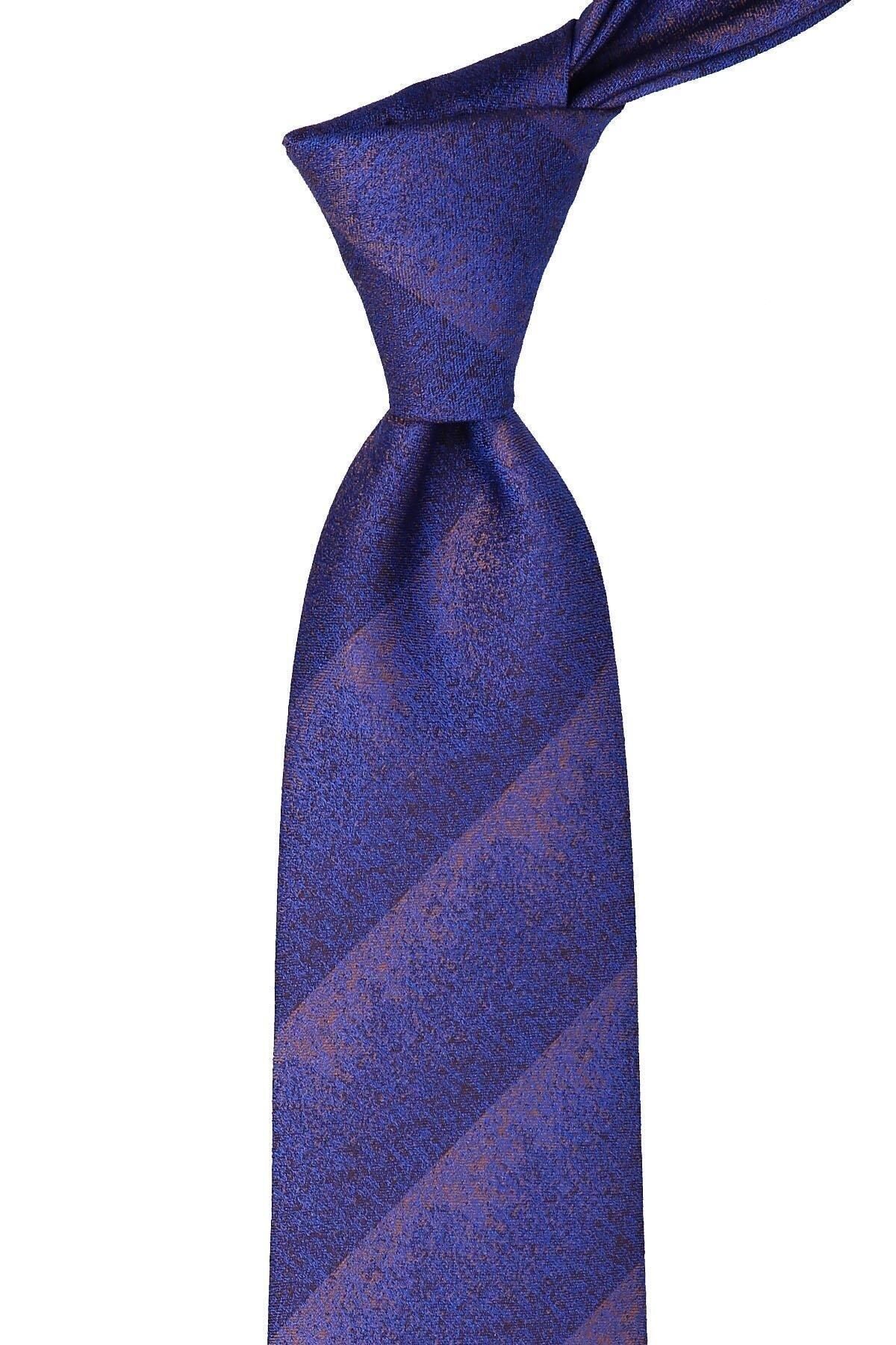  کراوات کلاسیک مردانه طرح شنی آبی با دستمال جیبی KK10017