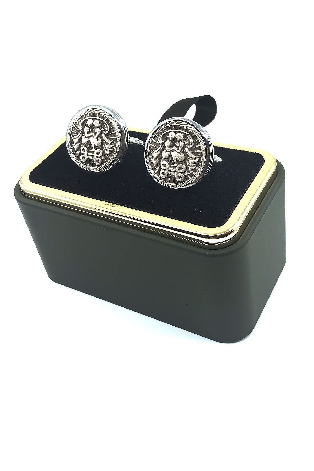  دکمه سرآستین طرح جوزا نقره‌ای رنگ KD780