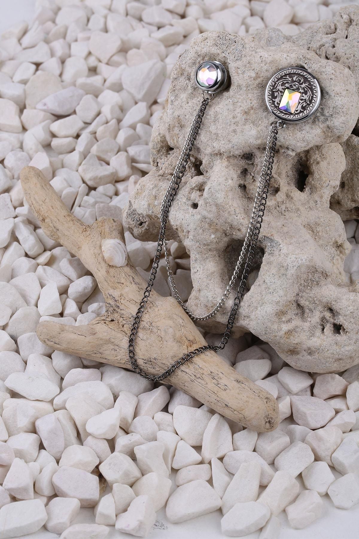  سنجاق سینه زنجیری تزیین شده با کریستال YI251