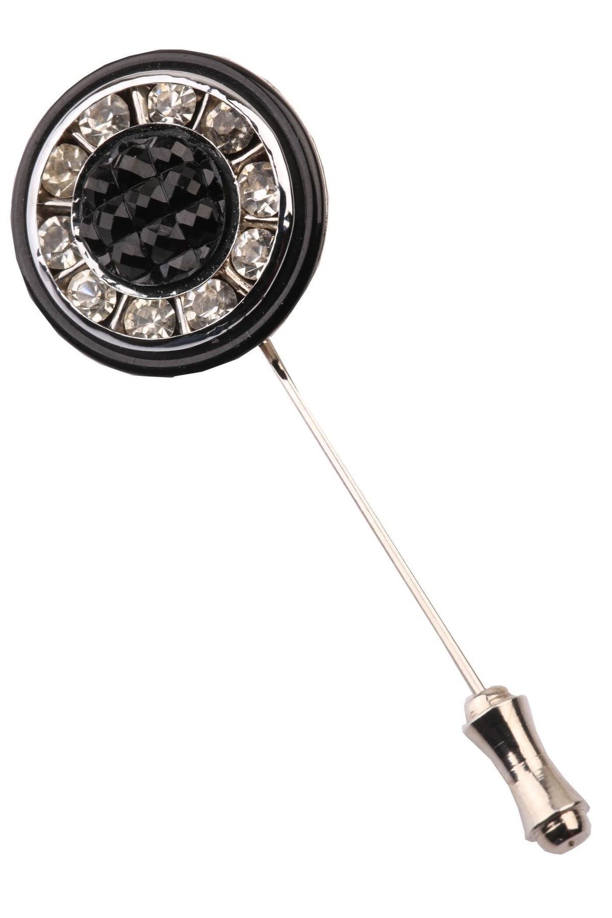  سنجاق یقه مشکی با سنگ سفید YI146