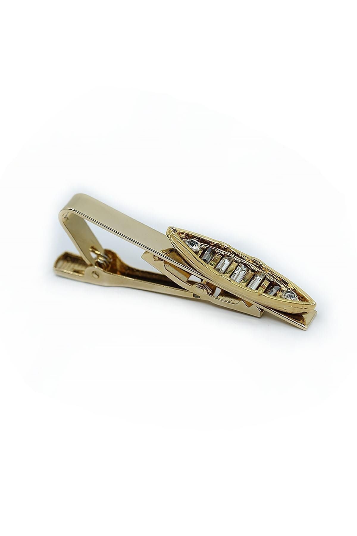  سنجاق کراوات مزین به سنگ با طرح قایق طلایی رنگ KIY722