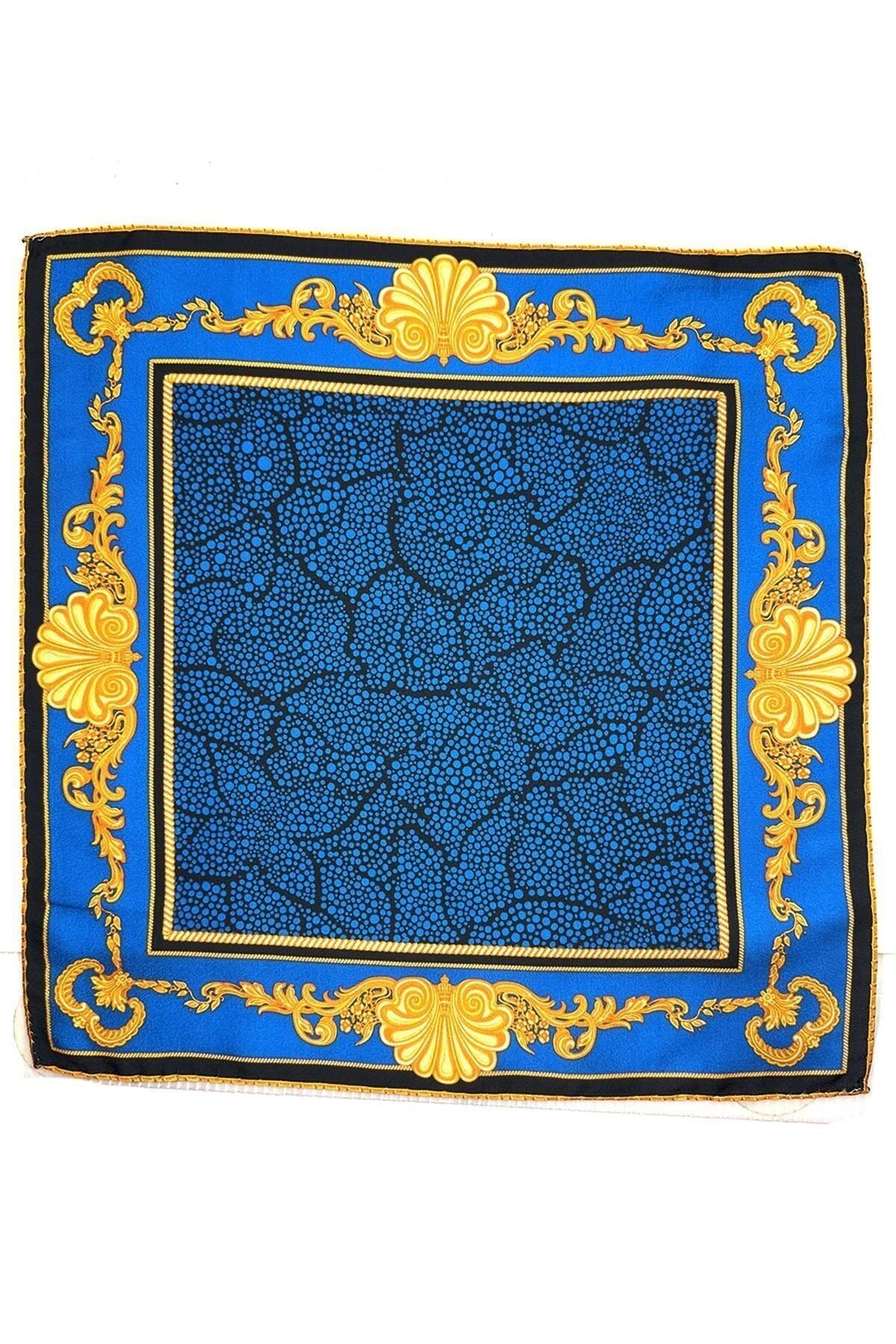  دستمال جیبی مردانه طرح دار سرمه‌ای - زرد SPS575-84