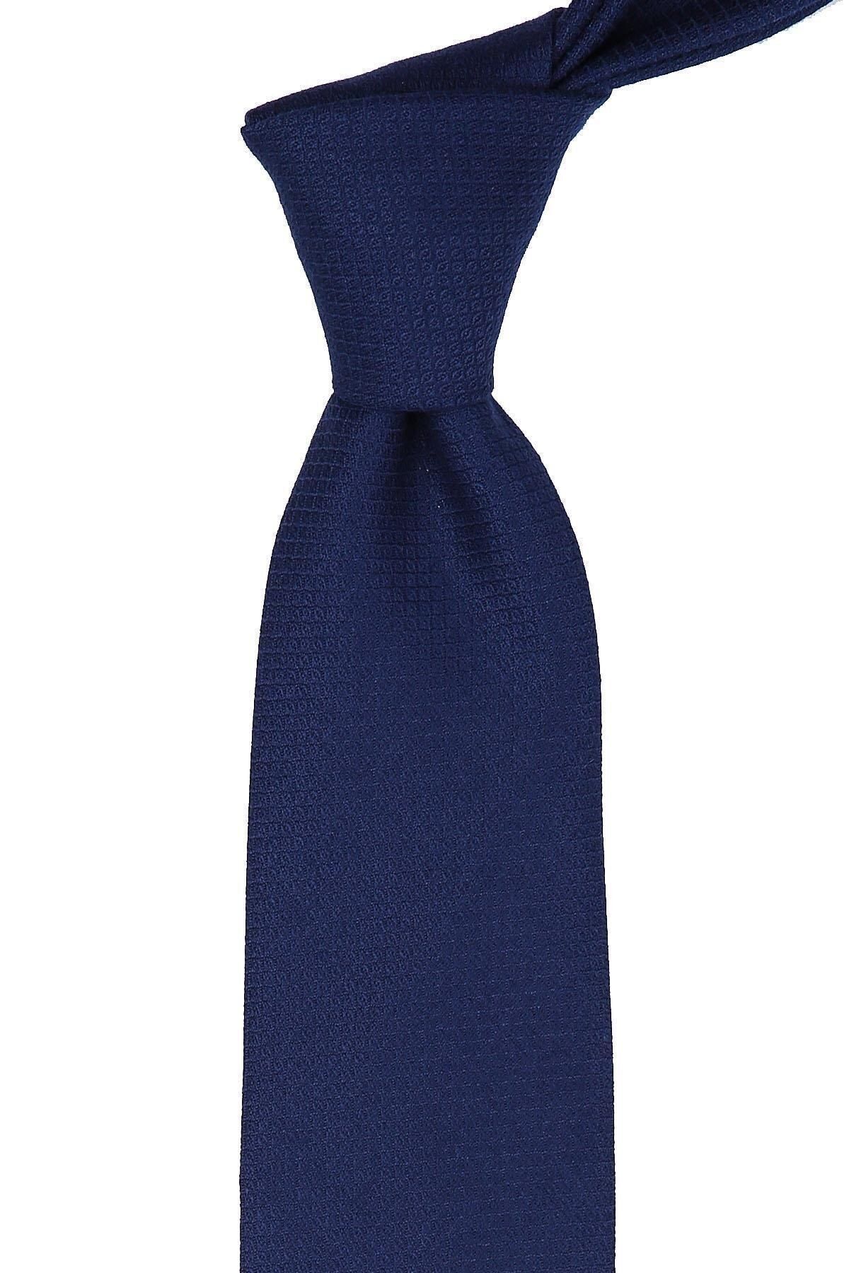  کراوات کلاسیک سرمه‌ای با دستمال جیبی پشمی KK5069