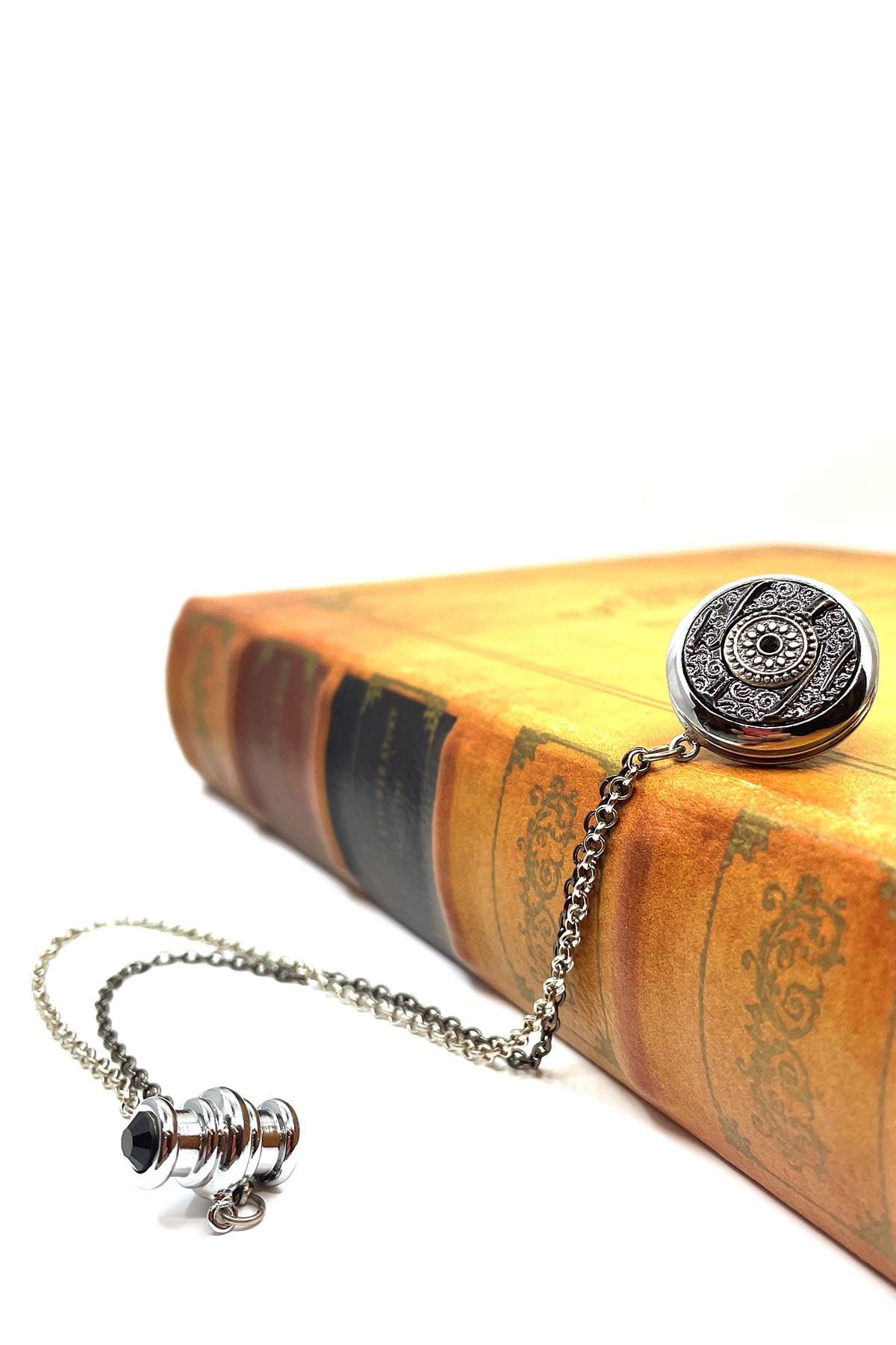  سنجاق سینه زنجیری سنگی کریستالی مشکی YI245