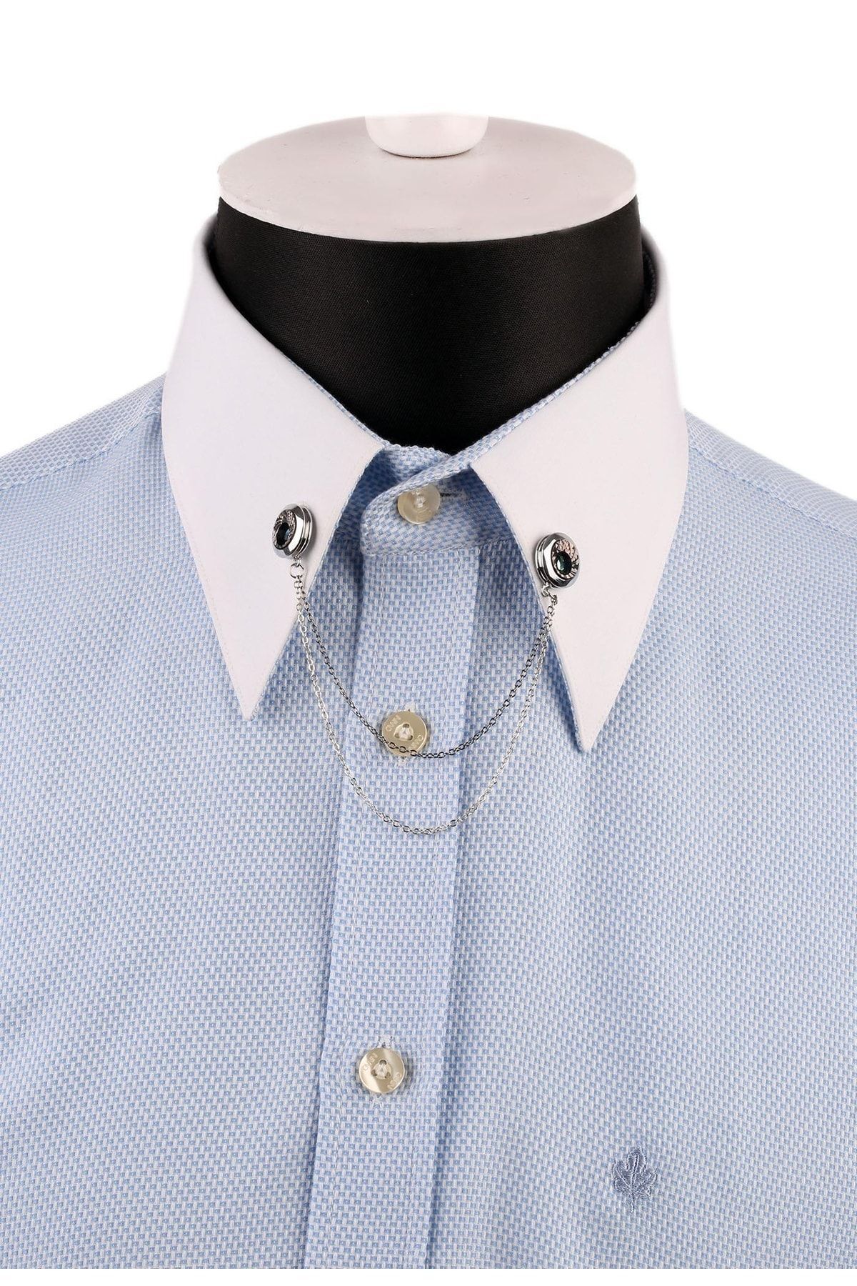  سنجاق یقه پیراهن زنجیری سنگی نقره‌ای رنگ GI153