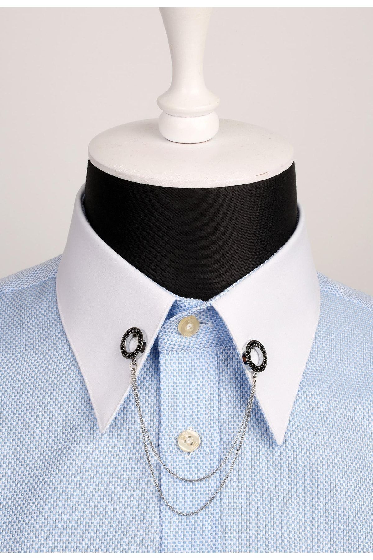  سنجاق یقه پیراهن زنجیری تزیین شده با سنگ GI046