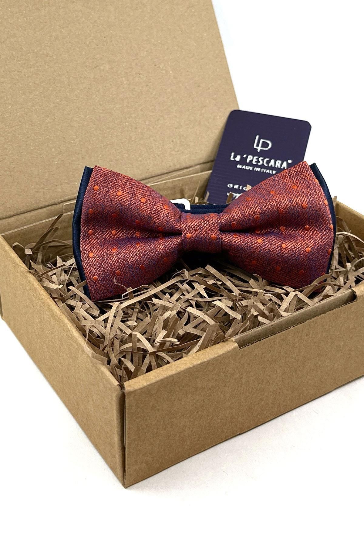 Kravatkolik Turuncu Puantiye Desen Papyon P1734