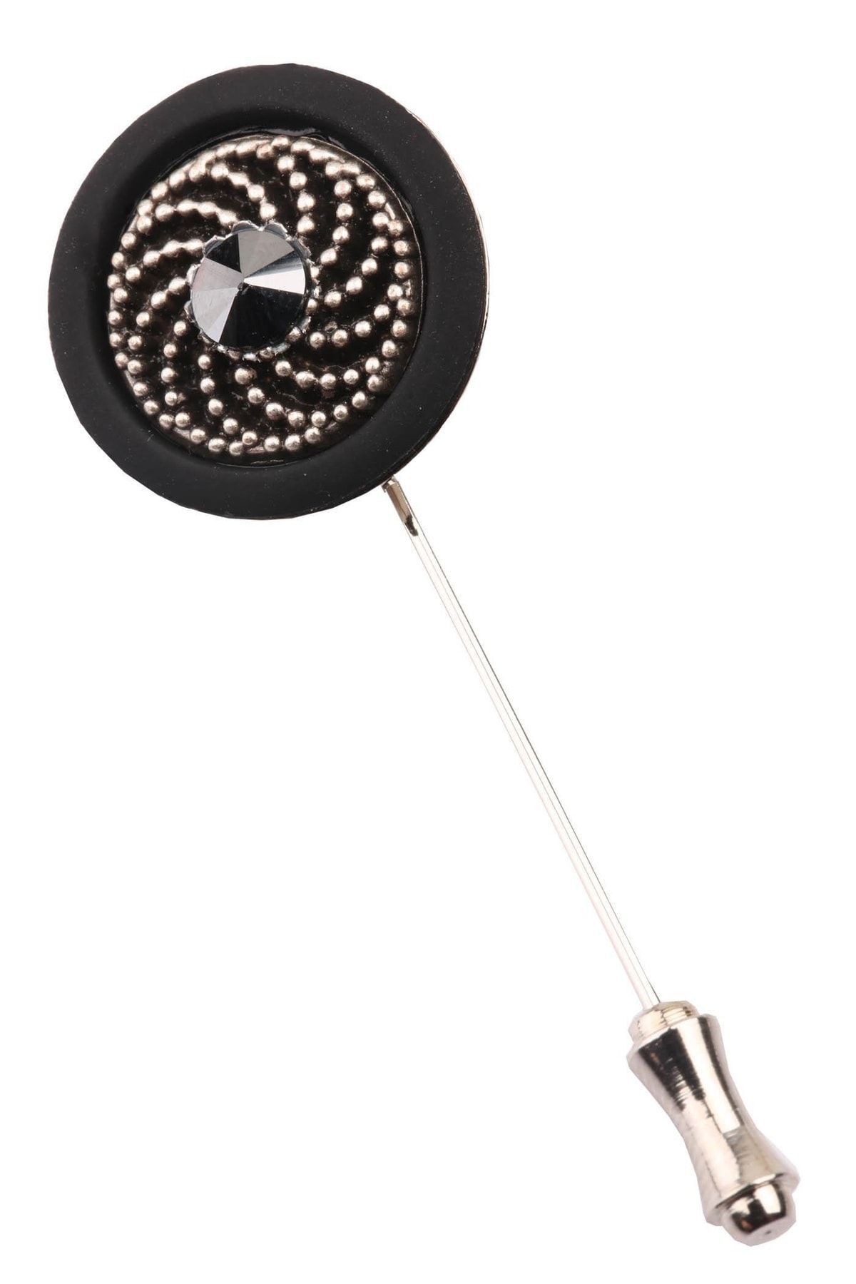  سنجاق یقه‌ای تزیین شده با سنگ دودی مشکی YI183