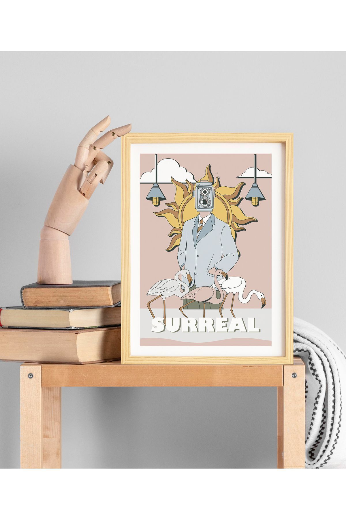 Ayışığı Dizayn Pictură Unică Surreală Cu Cadru Din Lemn Maximalist-modern - 21 x 30