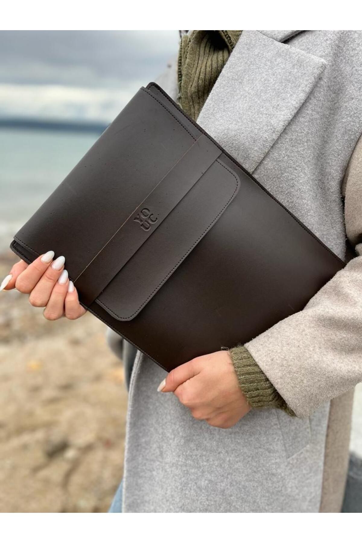 YOUC Design MacBook Pro Air Su geçirmez Laptop Kılıfı 13’ 14’ 15' inç Notebook Vegan Suni Deri Çanta