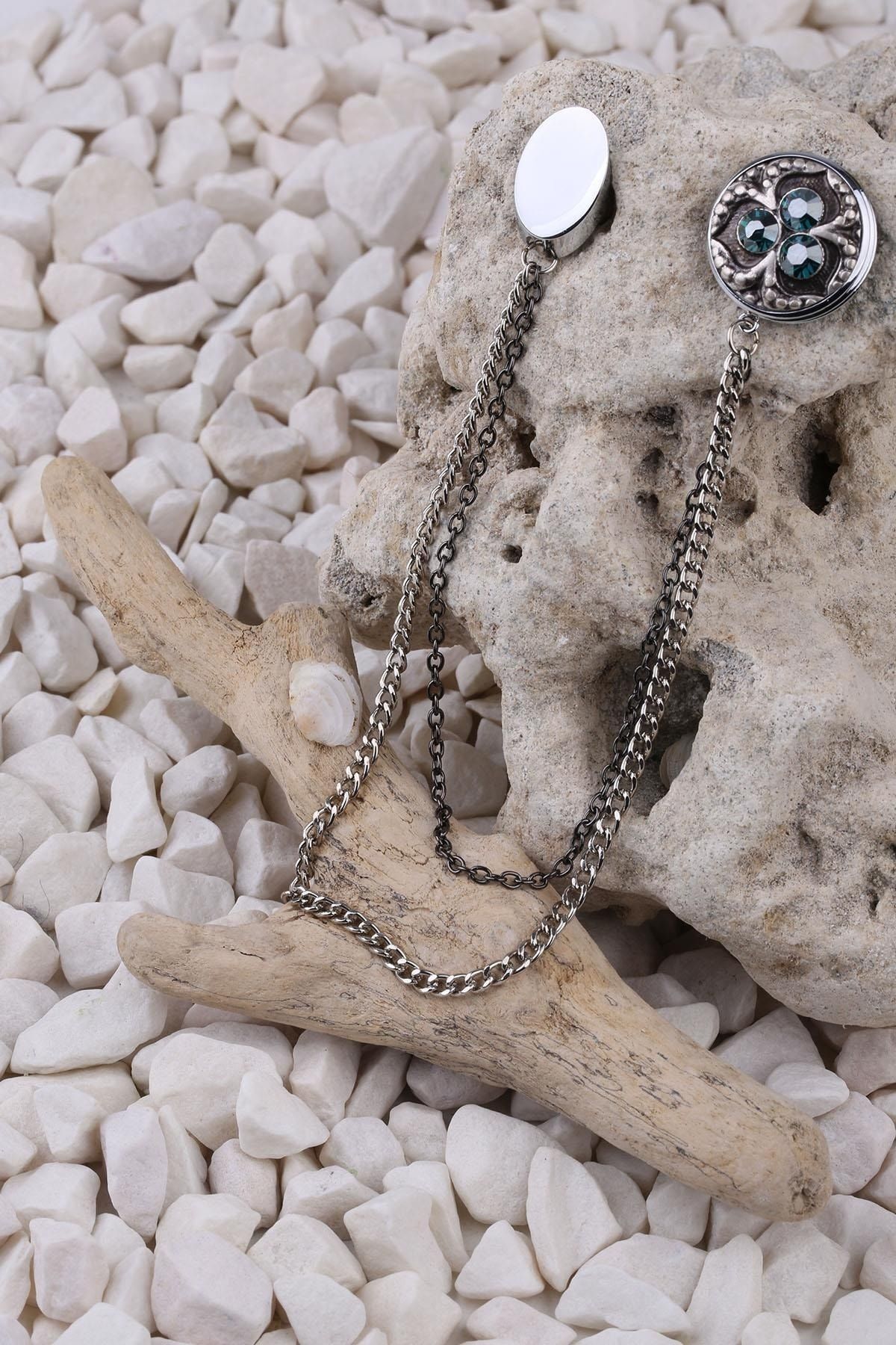  سنجاق یقه زنجیری تزیین شده با سنگ YI117