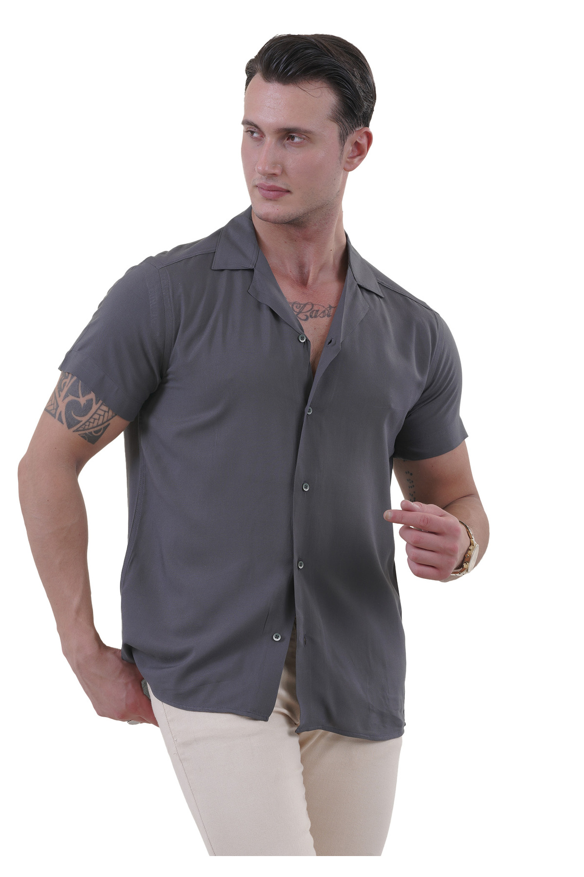 پیراهن مردانه سبز Exve Exclusive | SV01-SLD اورجینال - تصویر 5