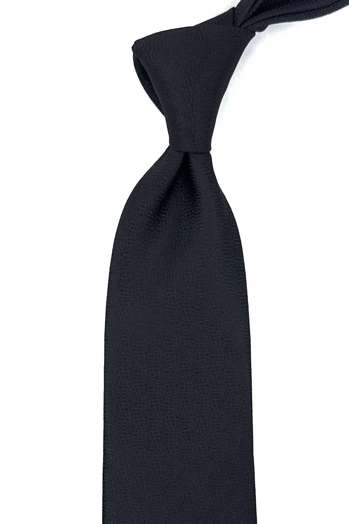  کراوات کلاسیک طرح مربع مشکی با دستمال جیبی KK12450