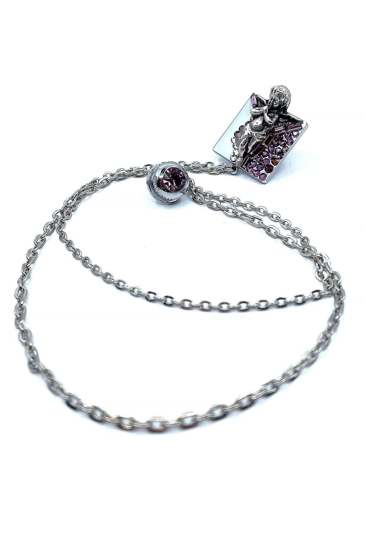  سنجاق یقه کت دخترانه طرح یاسی رنگ نقره‌ای Yı377