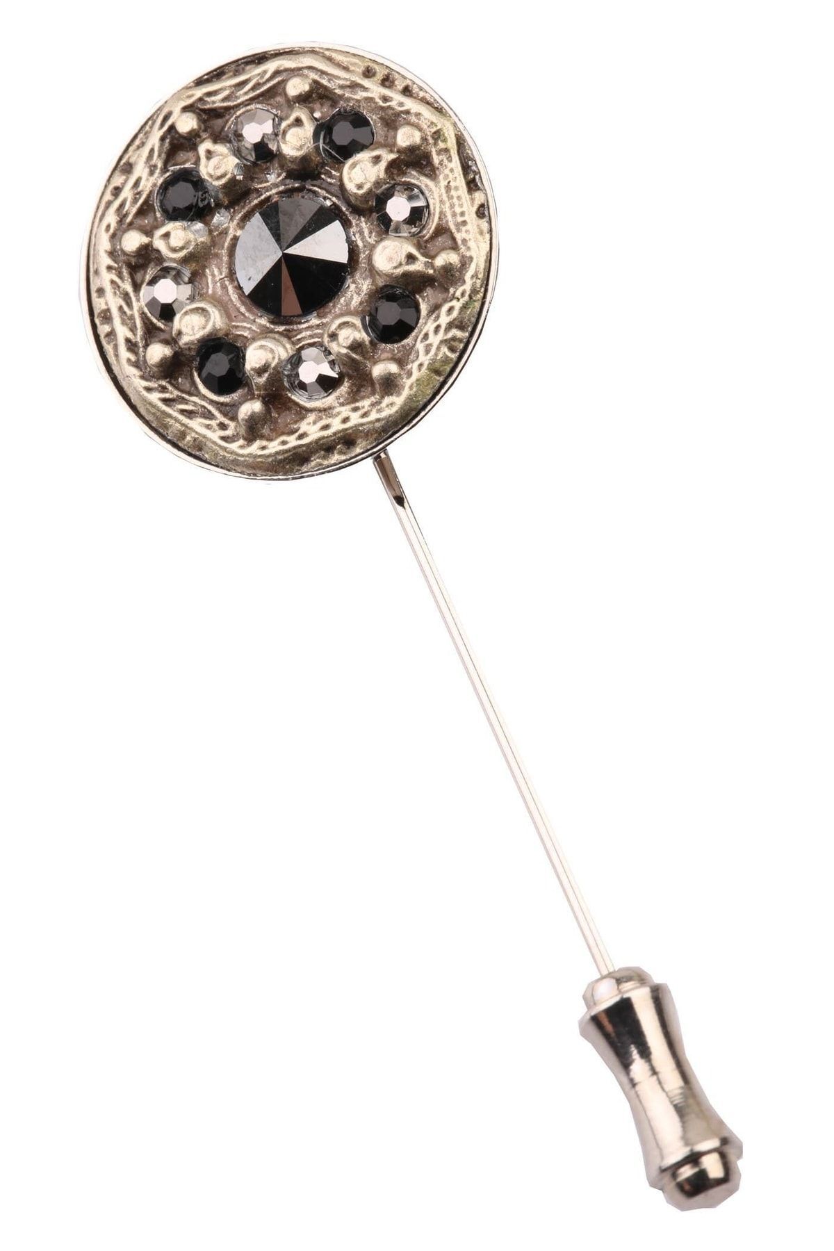  سنجاق سینه سنگی نقره‌ای رنگی مشکی و سفید YI190