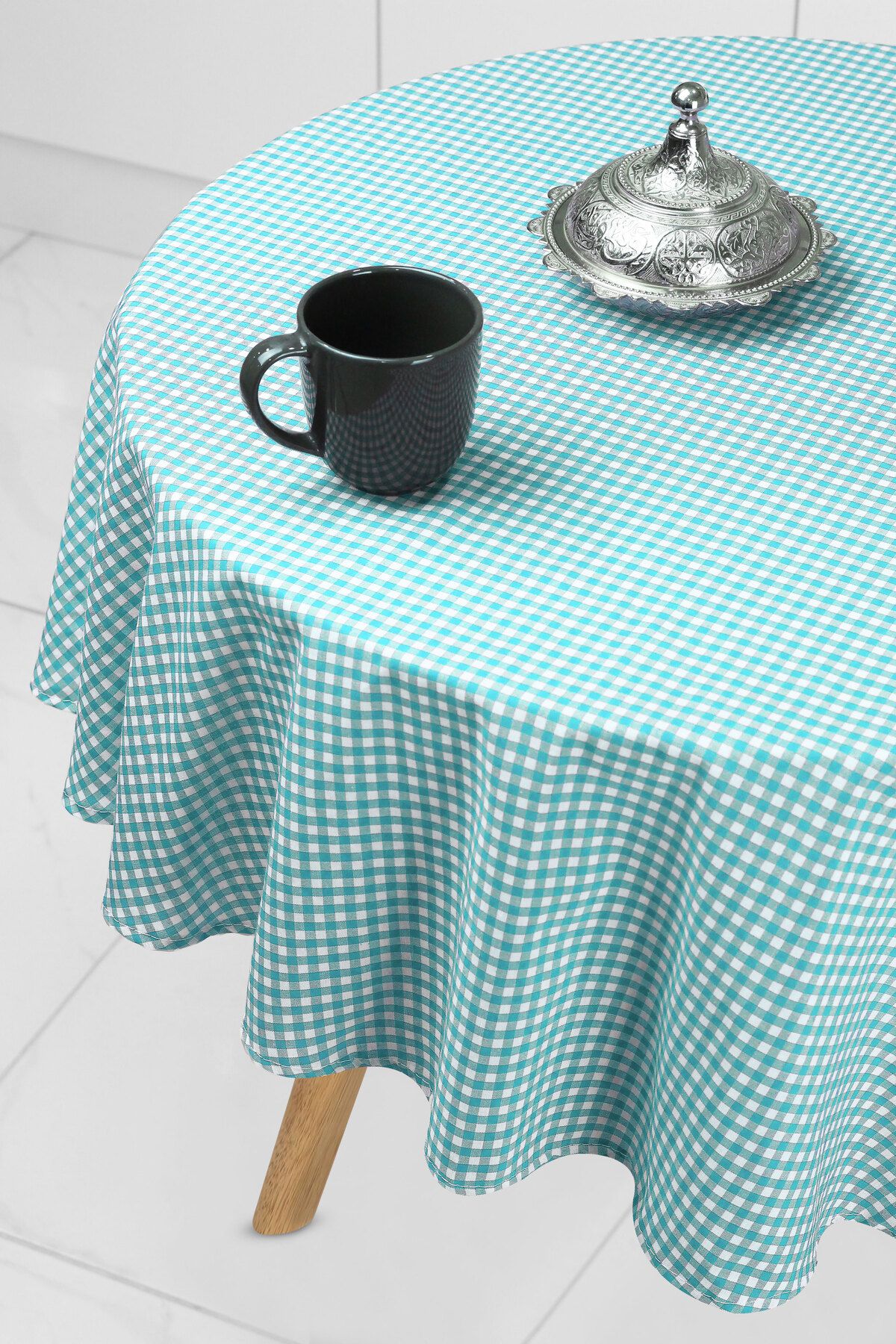 Soft Kare-Τραπεζομάντηλο Gingham Στρογγυλό 2