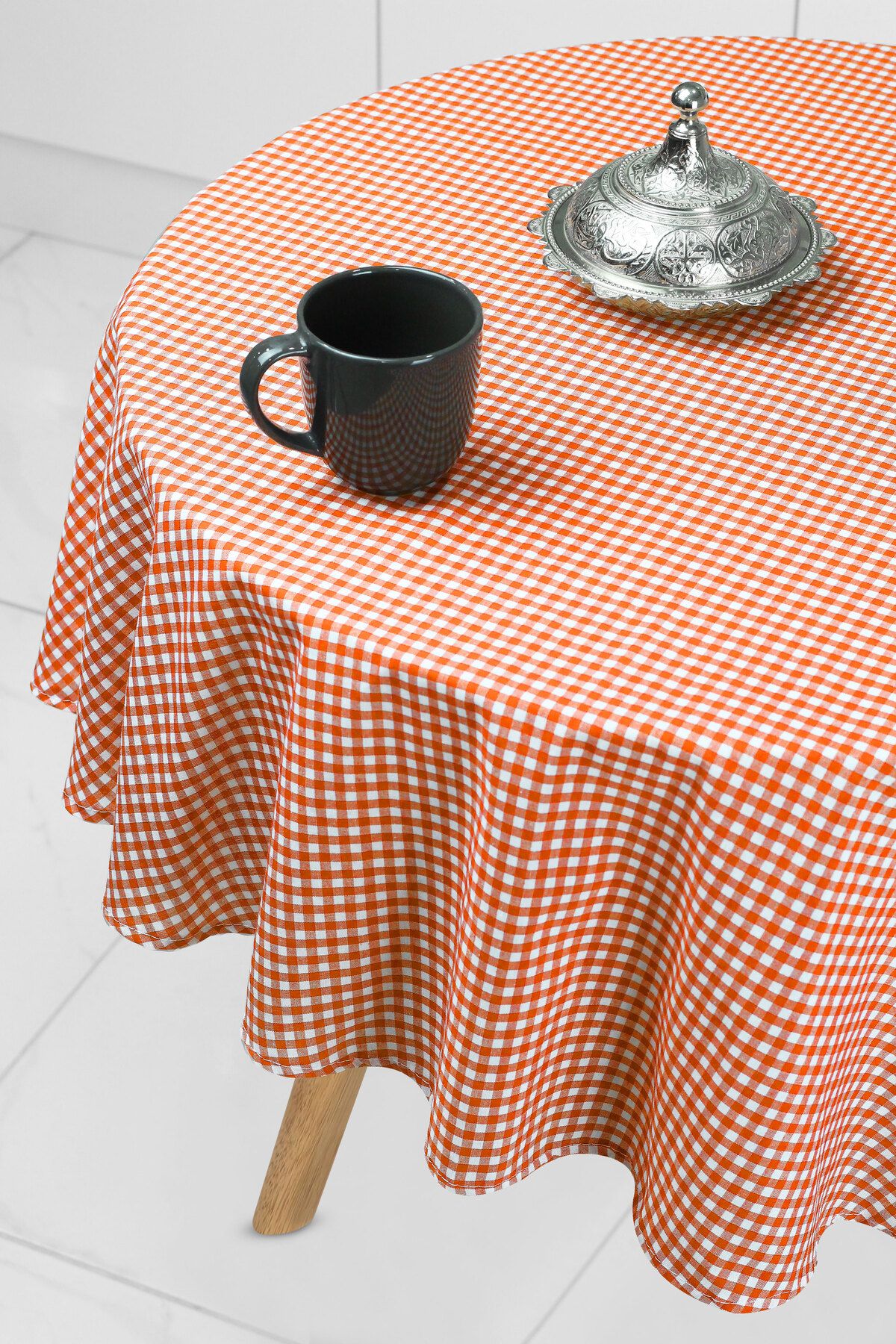 Soft Kare-Τραπεζομάντηλο Gingham Στρογγυλό 2