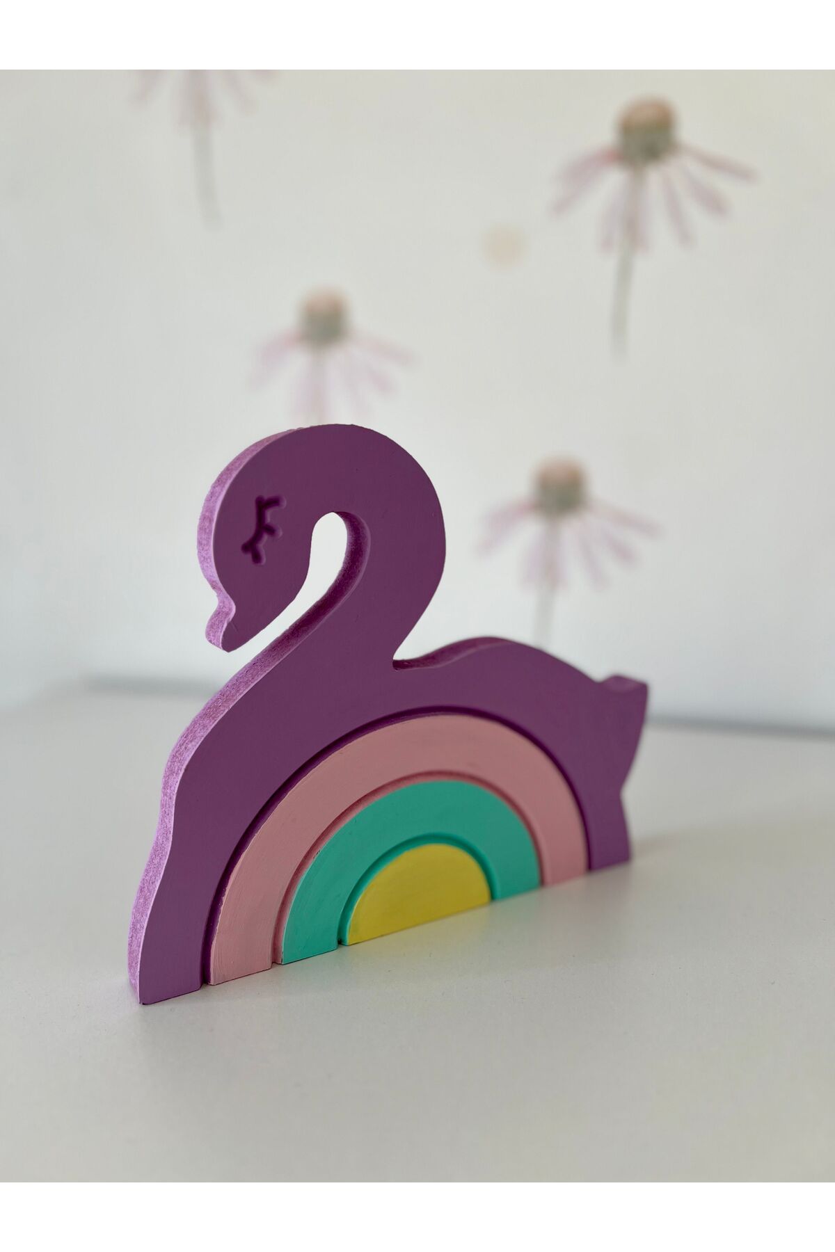 Kuğu ahşap bebek odası dekor aksesuar
