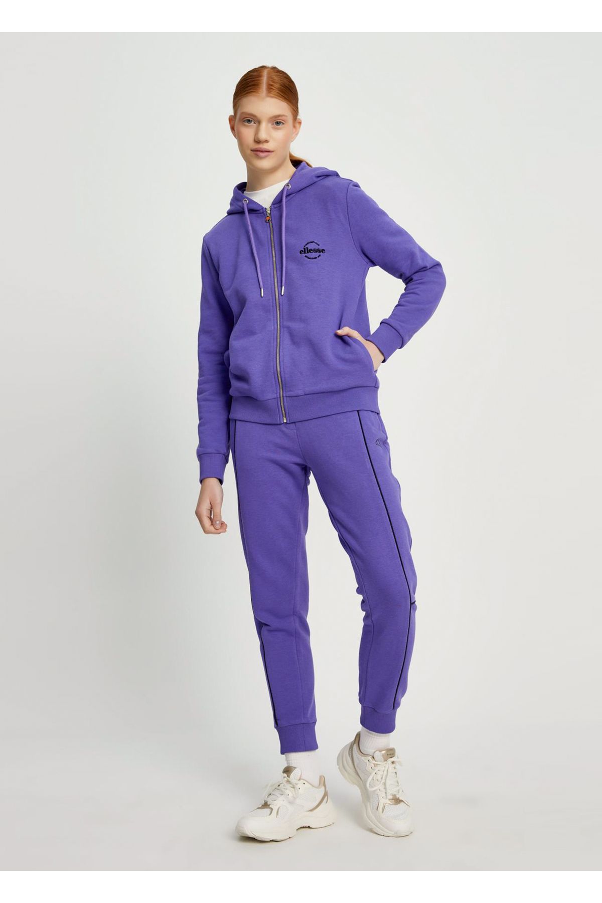 Ellesse Fermuar Detayl Mor Kad n Kapu onlu Sweatshirt Beden XS Kad n Giyim