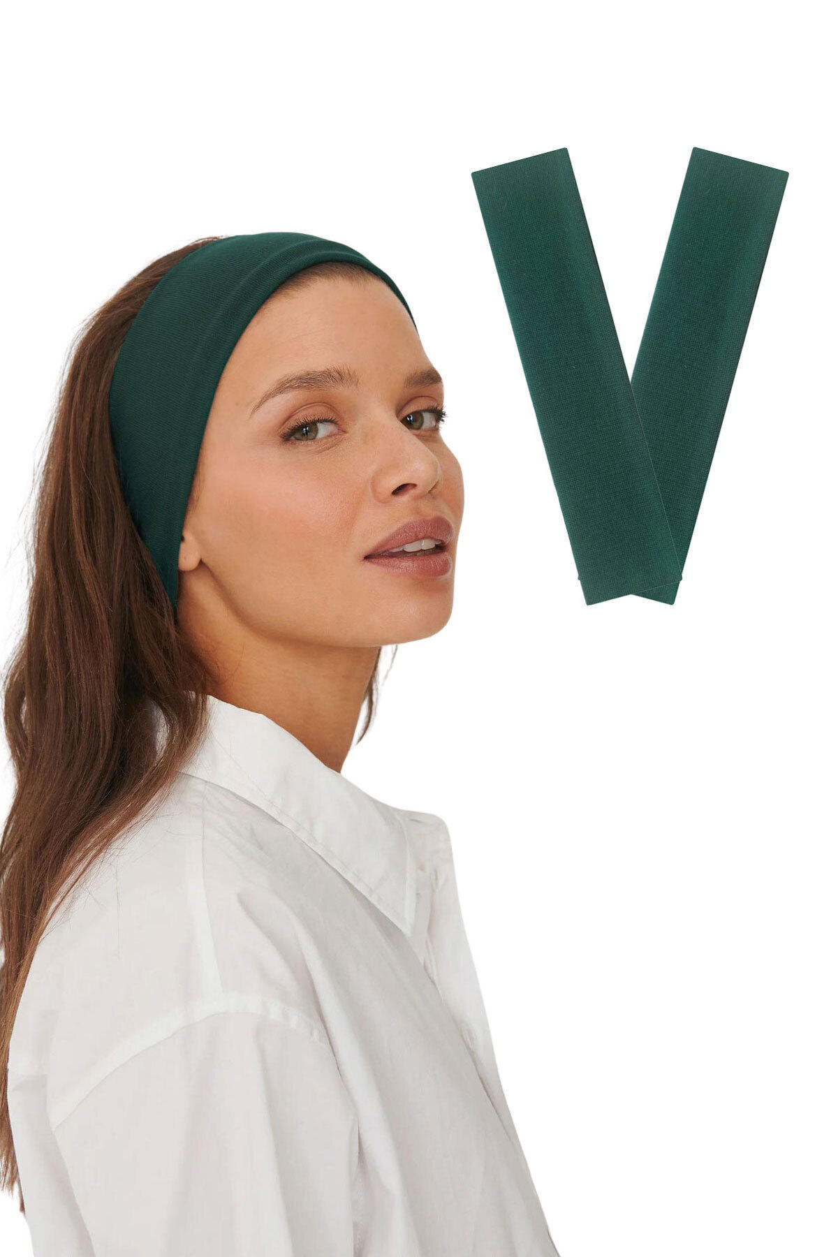 2-Piece Cotton Stretch Bandana Running Gym Yoga Pilates Sports Headband 2-Piece Set Dark Green