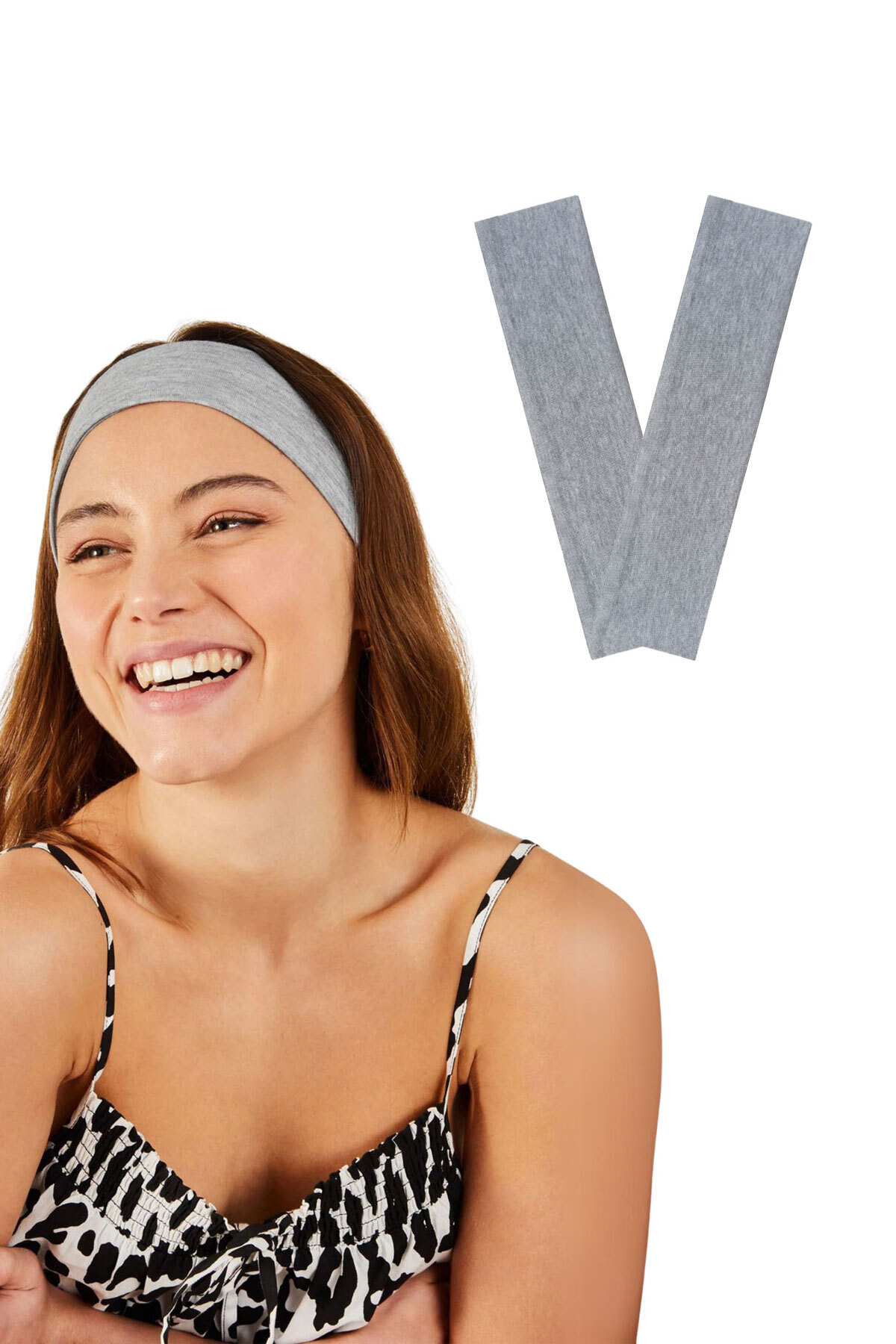 2-Piece Cotton Stretch Bandana Running Gym Yoga Pilates Sports Headband 2-Piece Set Gray Melange