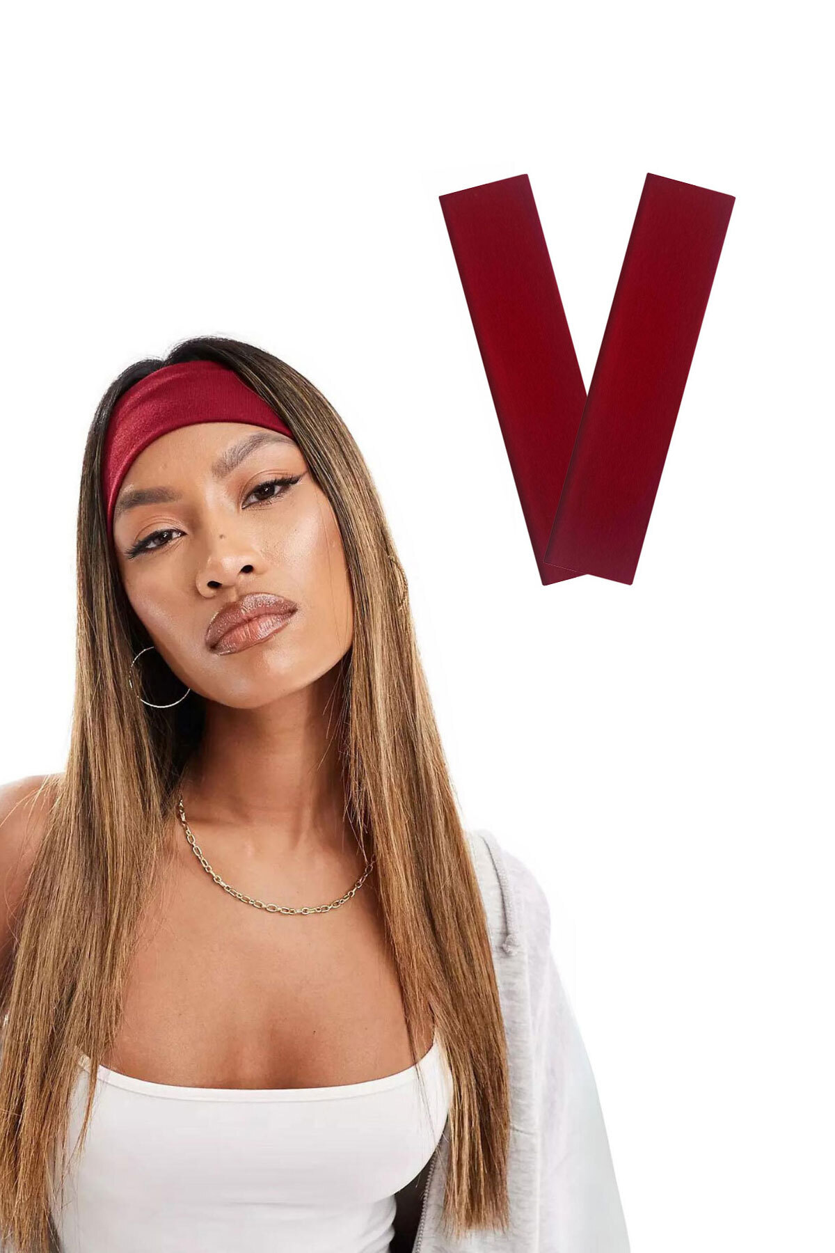 2-Piece Cotton Stretch Bandana Running Gym Yoga Pilates Sports Headband 2-Piece Set Burgundy