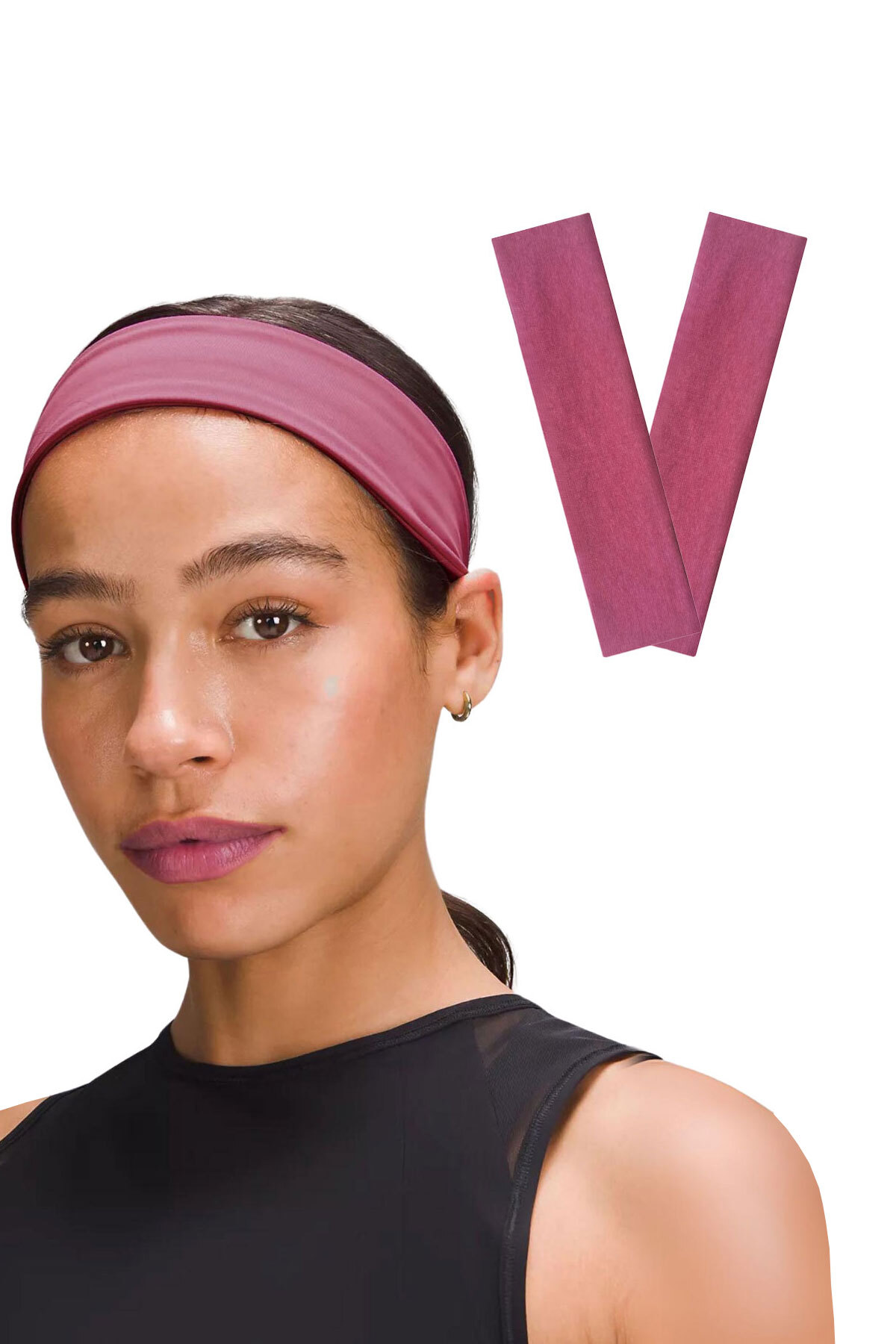 2pcs Cotton Stretch Bandana Running Gym Yoga Pilates Sports Headband 2pcs Pink Melange