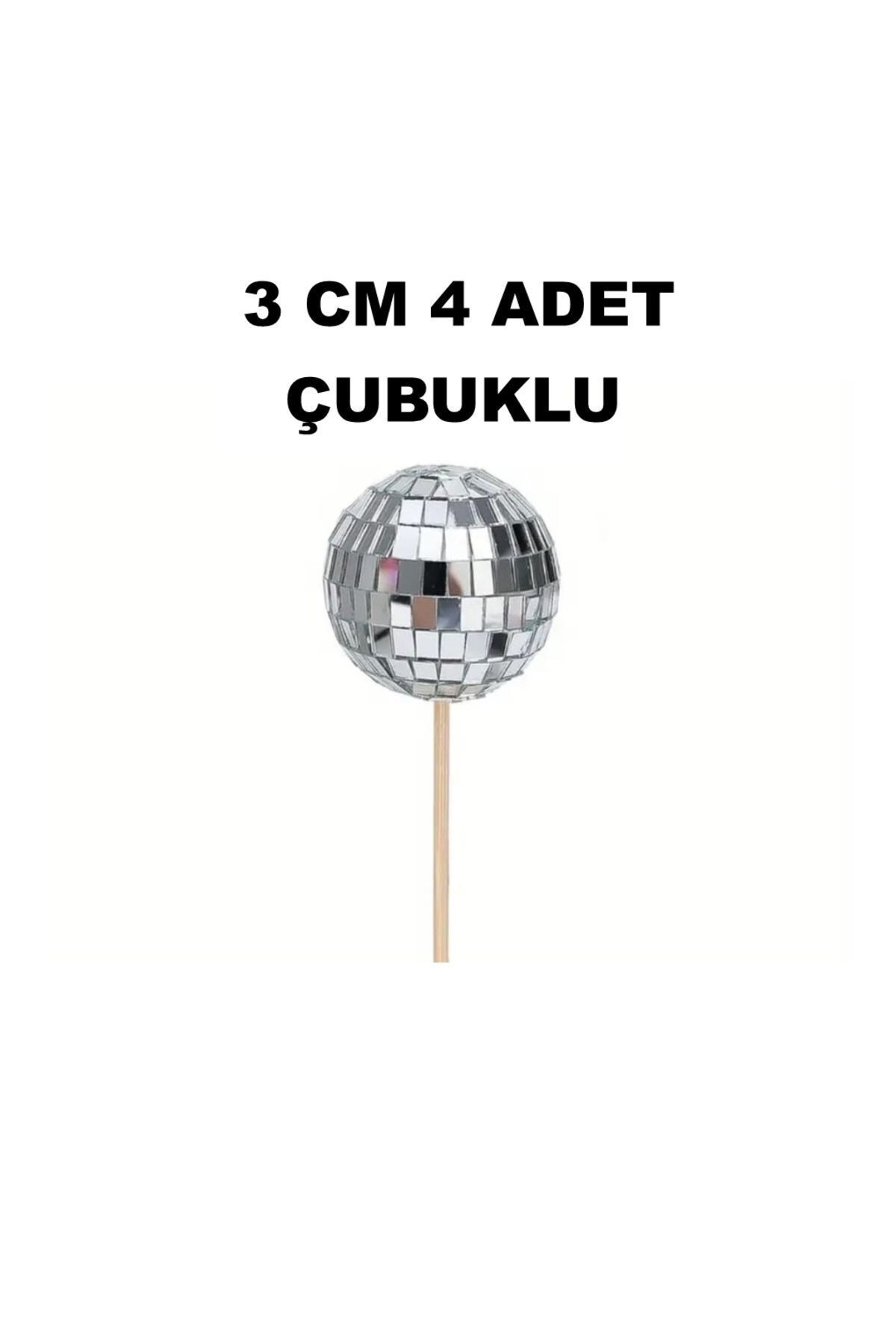 bizdenpastacılık-Disco Ball Cake Decoration 3 cm 4 Pieces Mirror Garbage Skewers Installed 1