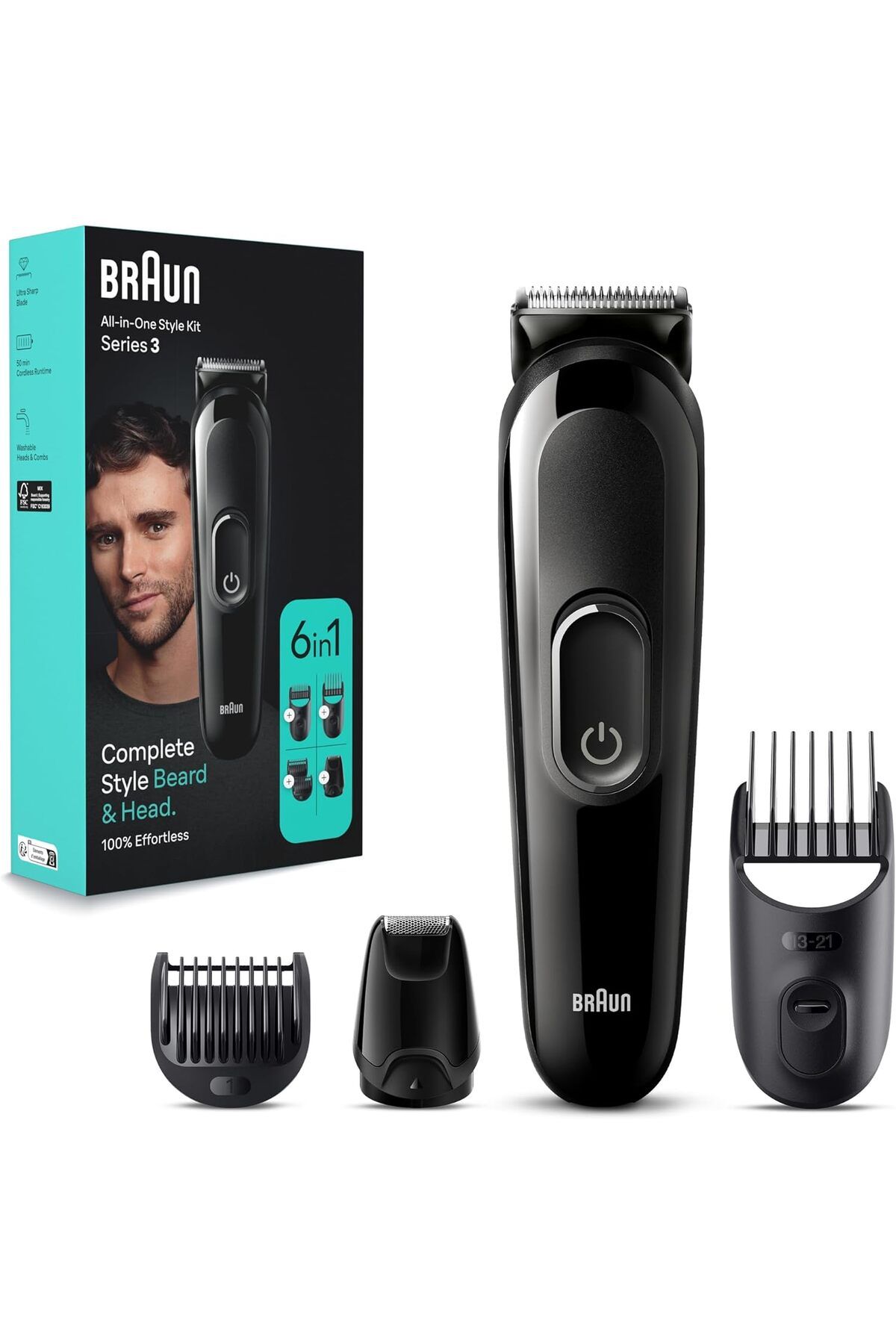 Braun-6-in-1 Multi Grooming Kit Series 3 for Beard & Hair Styling, Ultra-Sharp Blade – MGK 3410 3