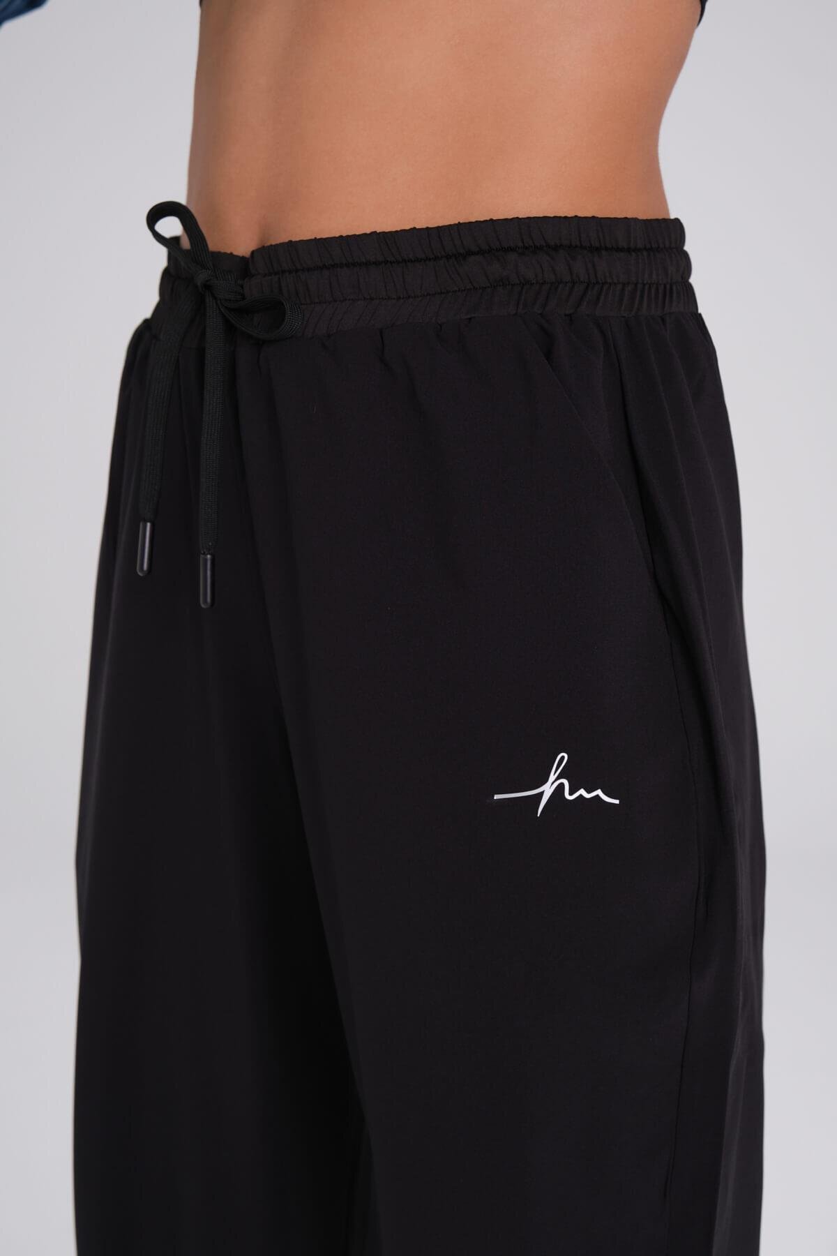 Haşema  Active Lastikli Paça Siyah Jogger Spor Pantolonu Eşofman Altı ACT-1 - Görsel 4
