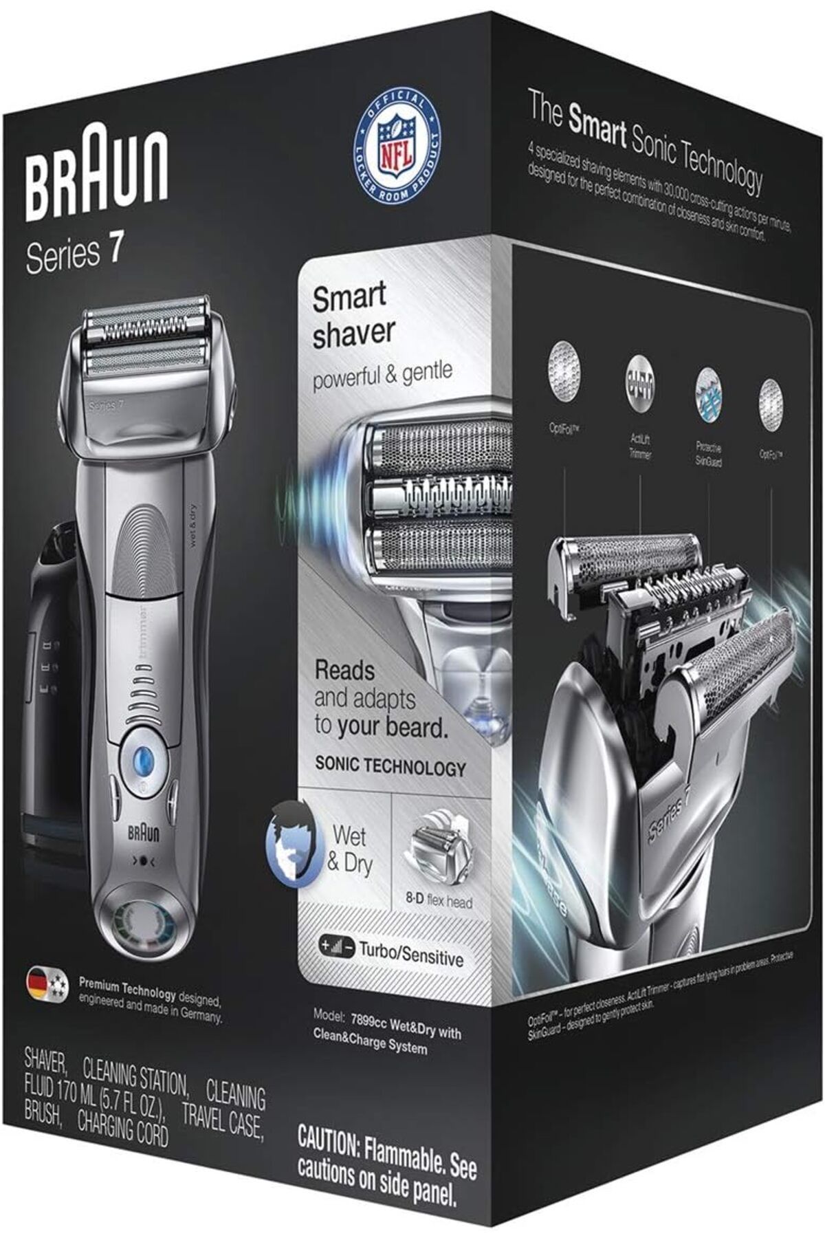 Braun-Series 7 SmartSonic Technology, 8D Flex head, 4 specialized shaving element, SmartCare -7899cc 8