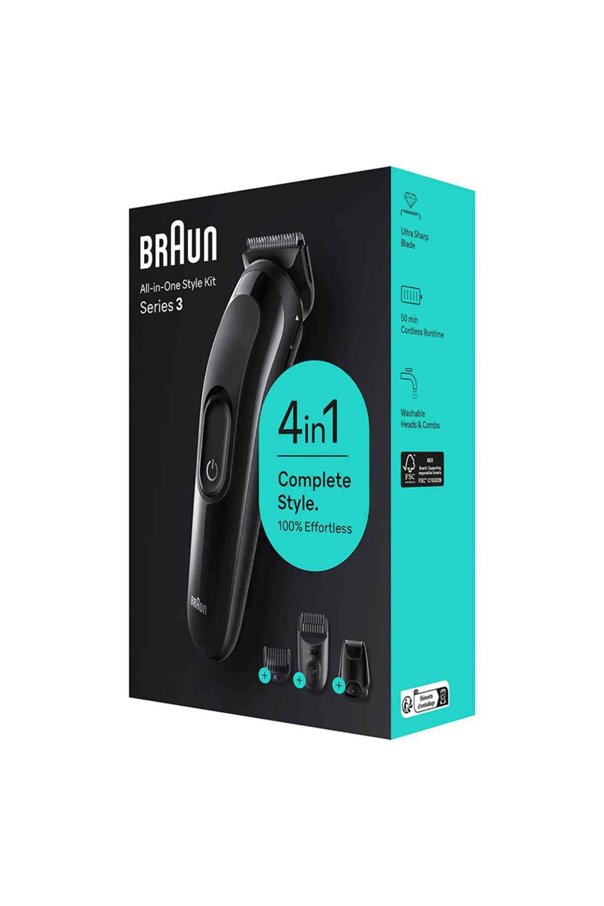 Braun-4-in-1 Style Kit Series 3 for Beard & Hair With 50-min Runtime, Ultra-Sharp Blade – SK 3400 6