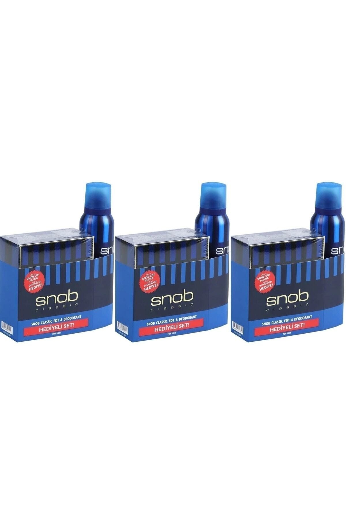 عطر کلاسیک ادت 100 میلی لیتر و دئودورانت کلاسیک 150 میلی لیتر 3 عدد Snob