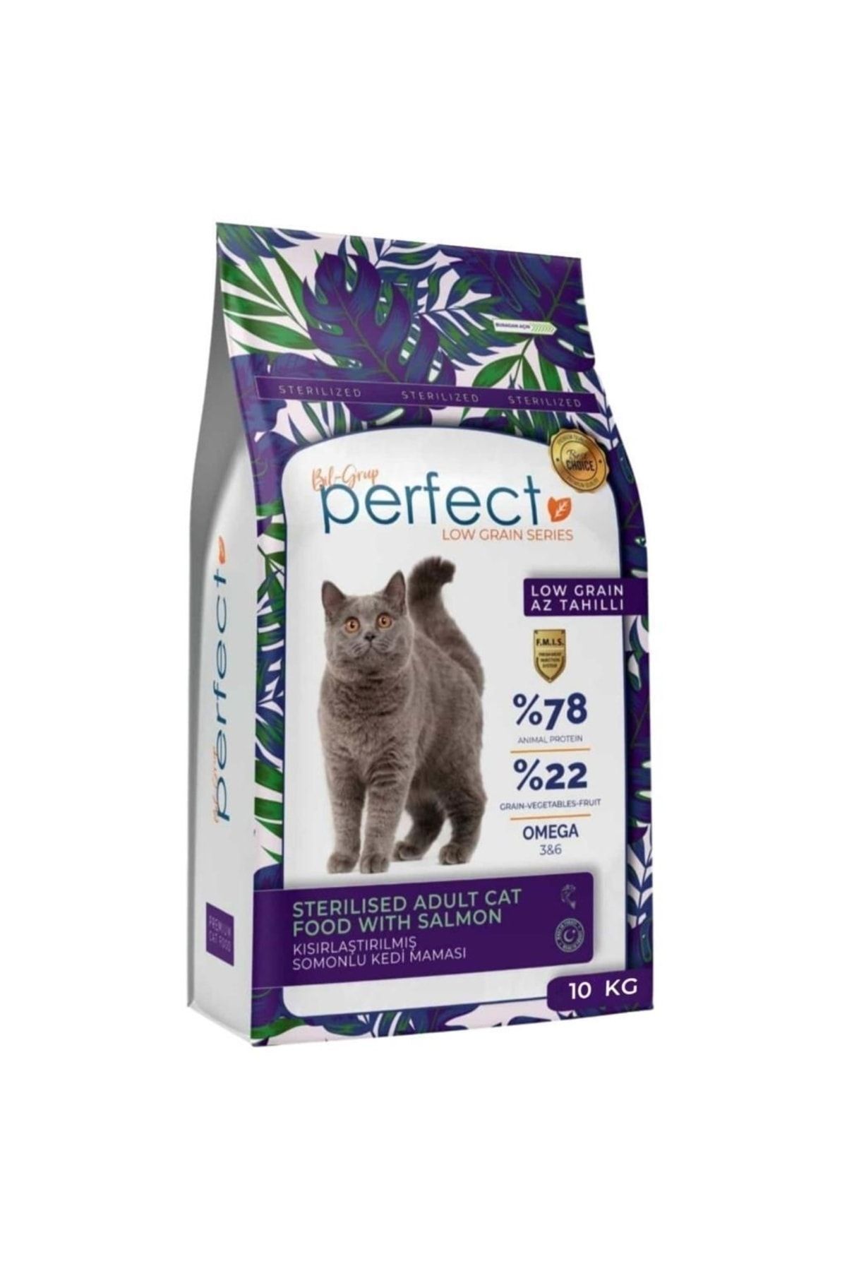 10 Kg Perfect Kısırlaştırılmış (34/12) Az Tahıllı  Somonlu Kuru Kedi Maması