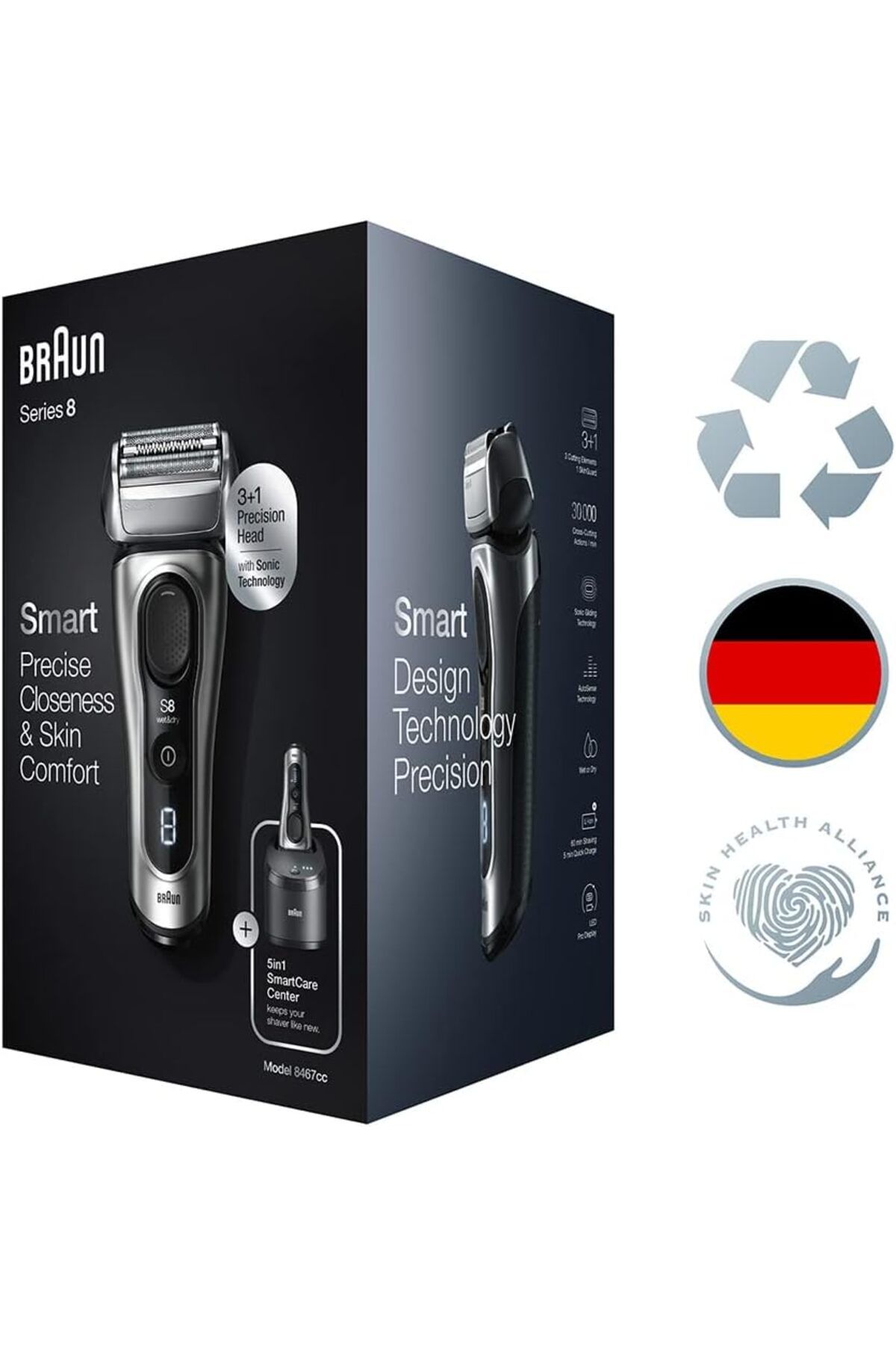 Braun-Series 8, 5-in-1 SmartCare Center, Precise shaving, 8D Flex head, Travel case - 8467cc 8