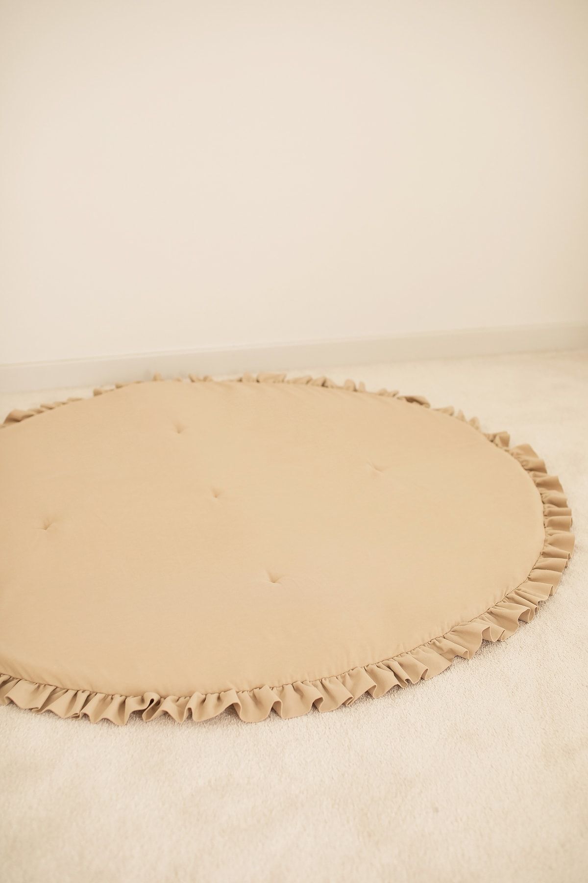 Dear Deer Love Oyun Halısı, Yuvarlak Oyun Matı, Fırfırlı Oyun Minderi, Bej fotoğrafı 7 (önizleme)