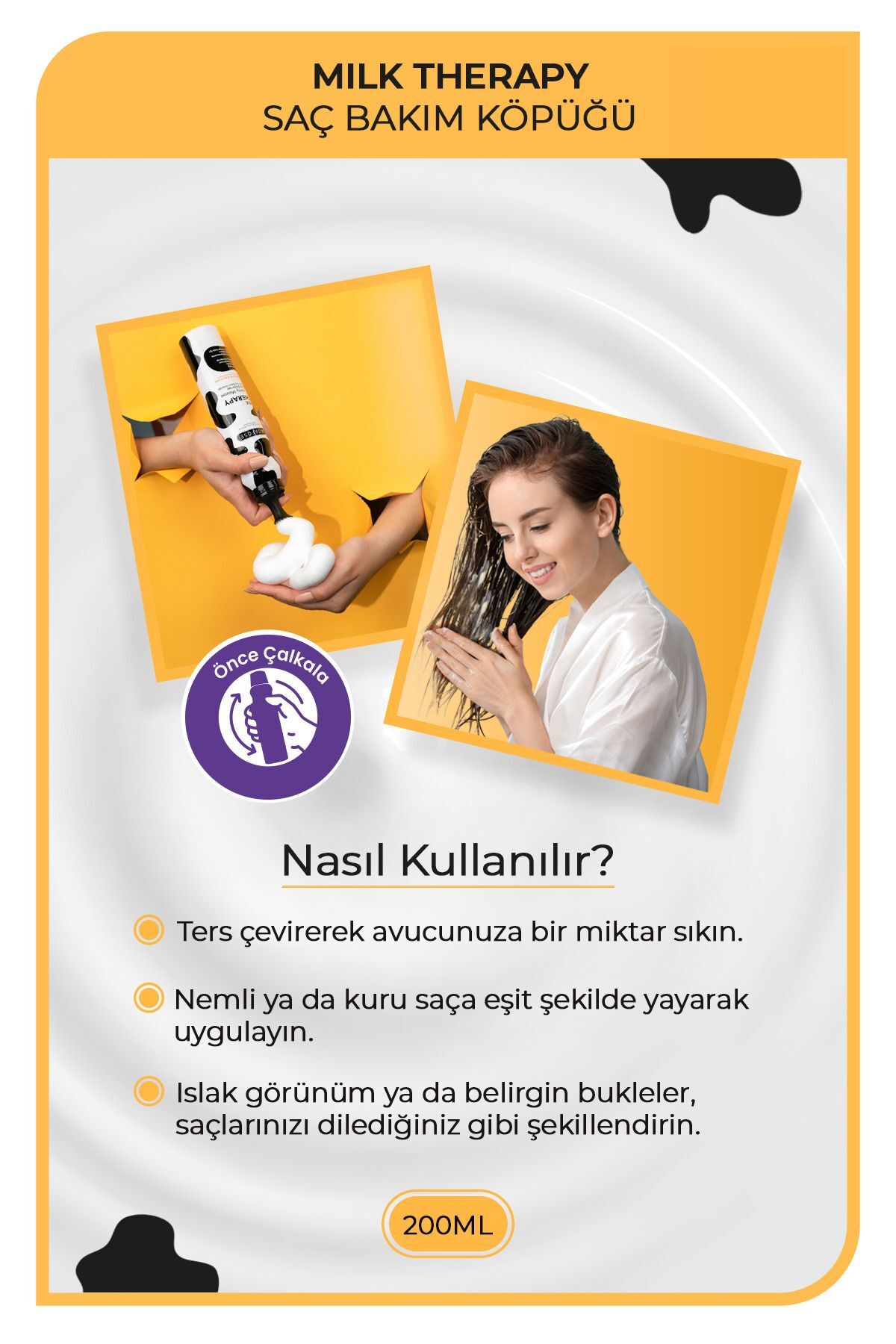 Milk Therapy Saç Köpüğü 200 ml - Besleyici, Koruyucu Etki — 2098 — تصویر 3 از 3