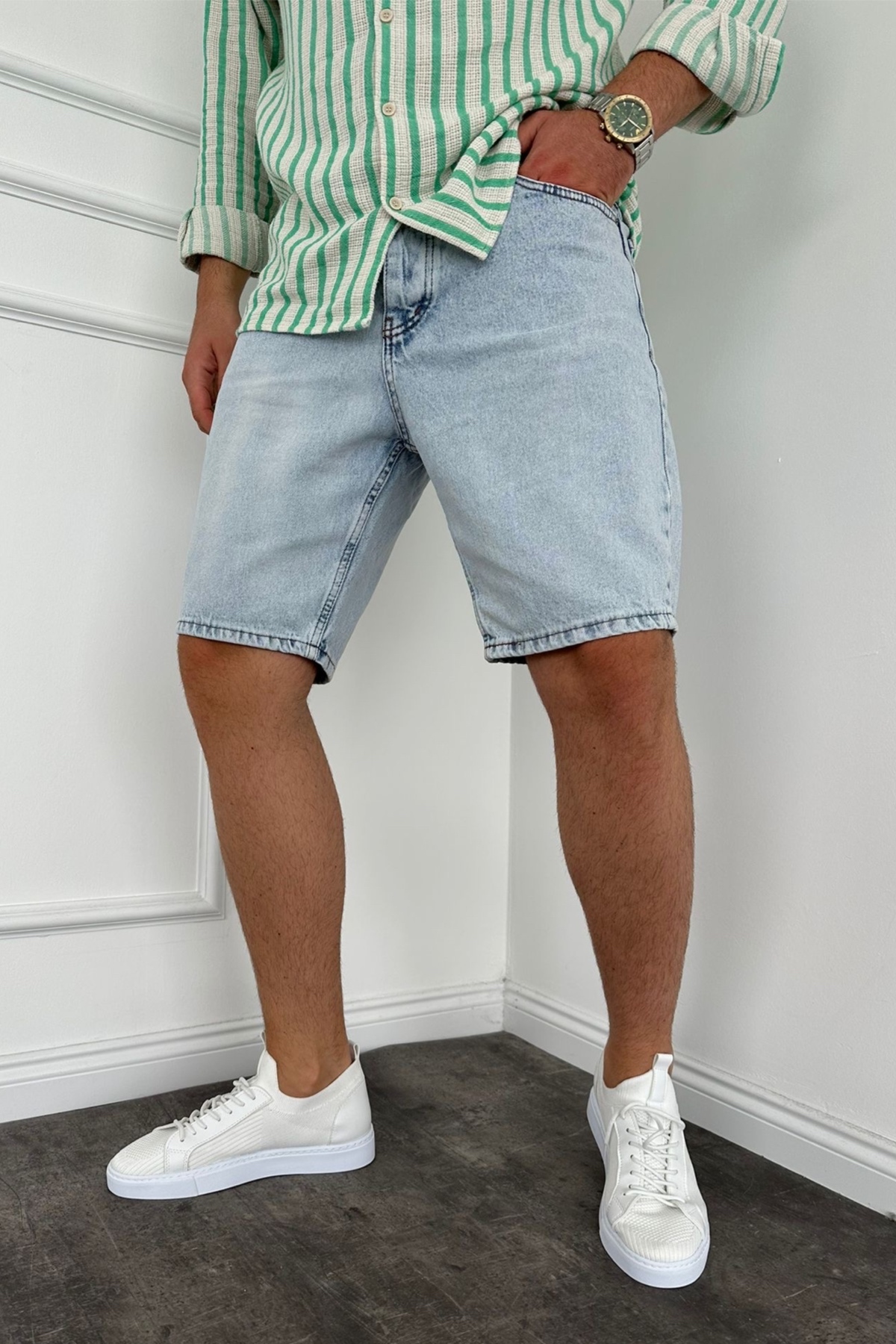 Men's Light Blue Jean Shorts