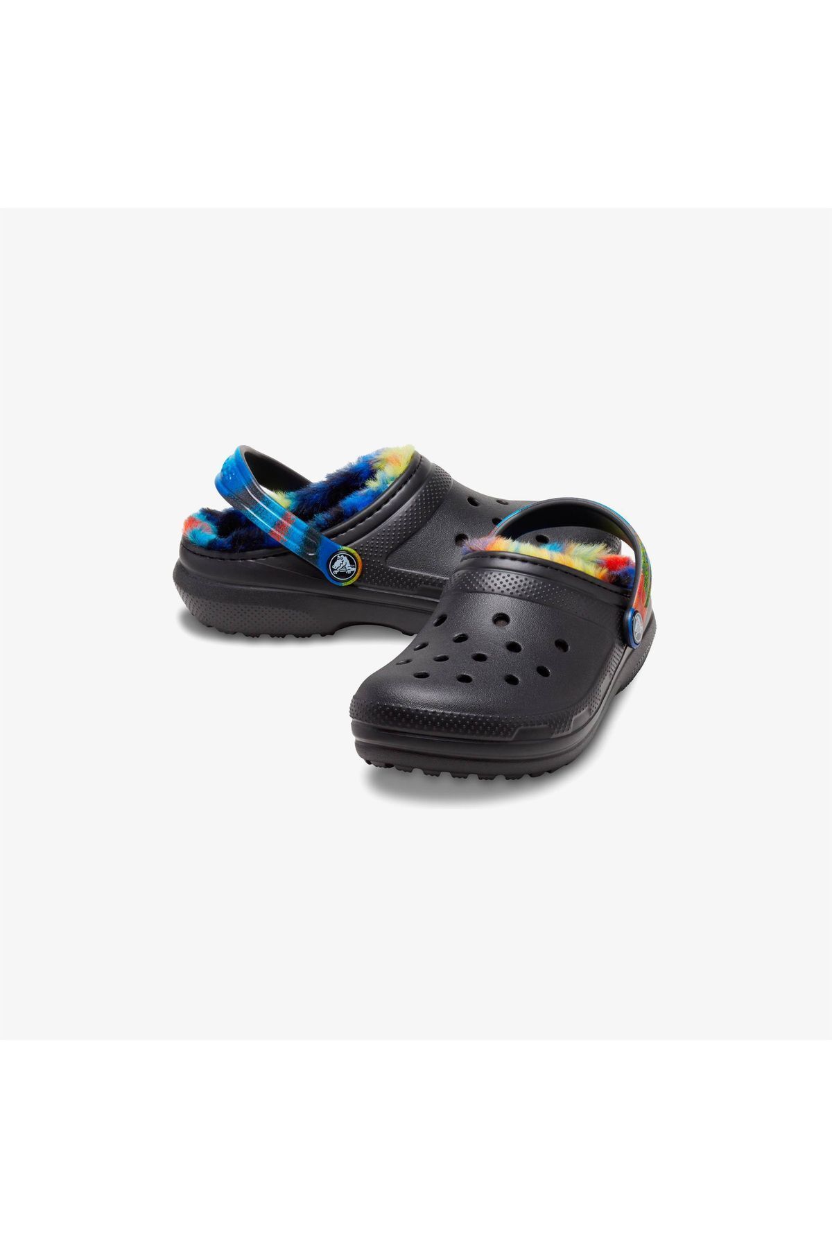 Crocs-Klassische, gefütterte Spray Dye Clog-Hausschuhe für Kinder in Schwarz 3